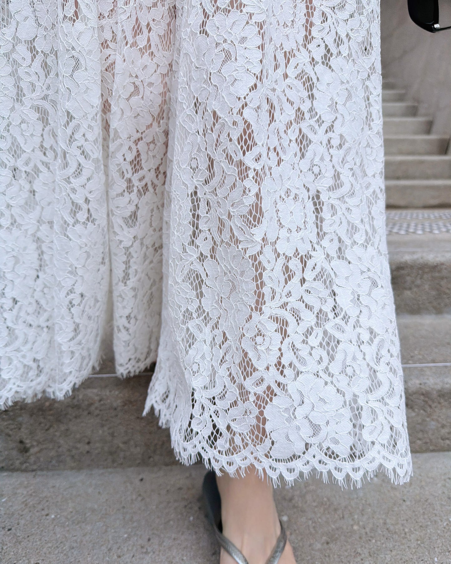 aalis OLINDA SS26 lace wide leg pants (White)