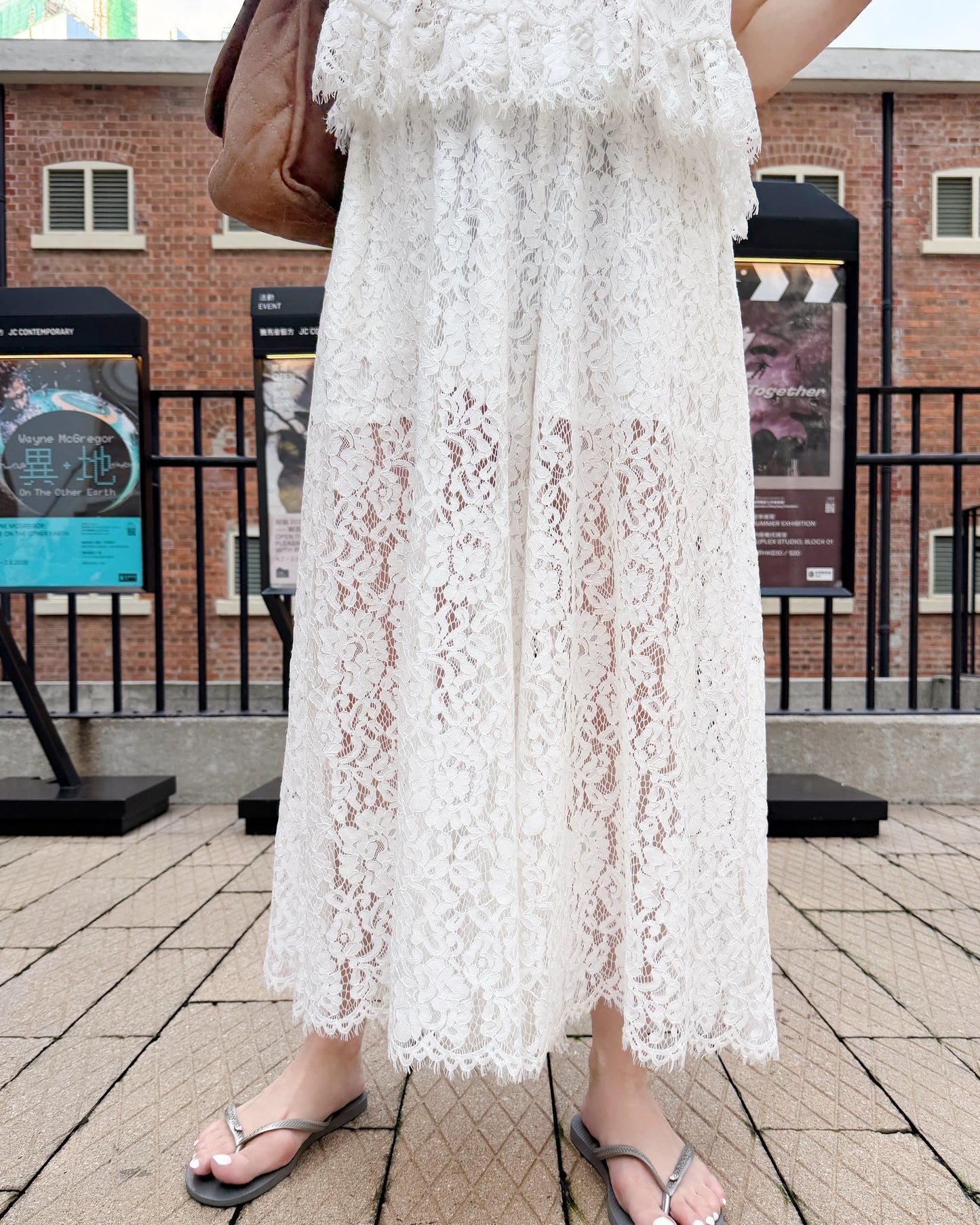 aalis OLINDA SS26 lace wide leg pants (White)