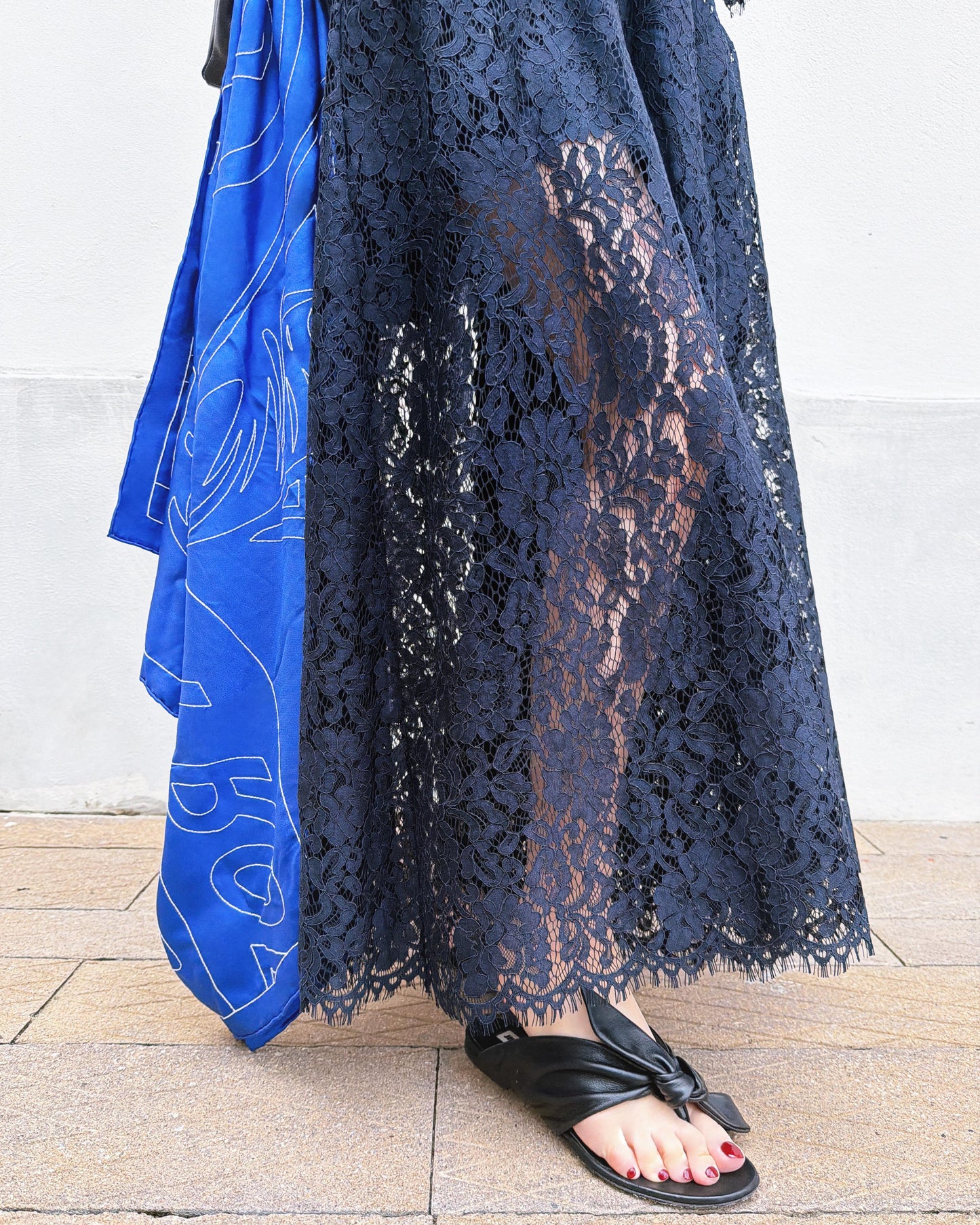 aalis OLINDA SS26 lace wide leg pants (Navy)