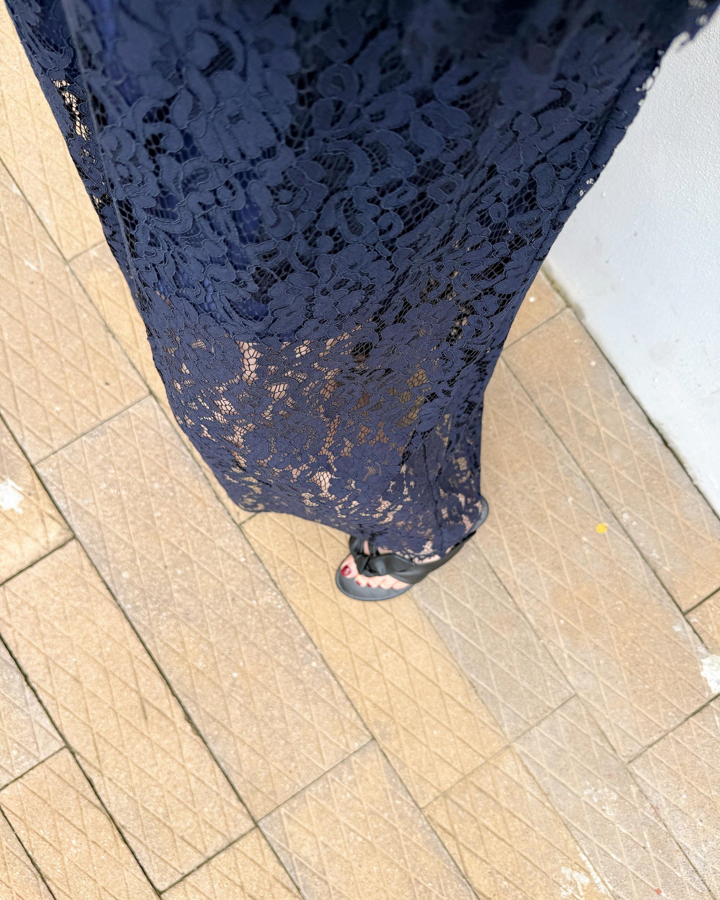 aalis OLINDA SS26 lace wide leg pants (Navy)