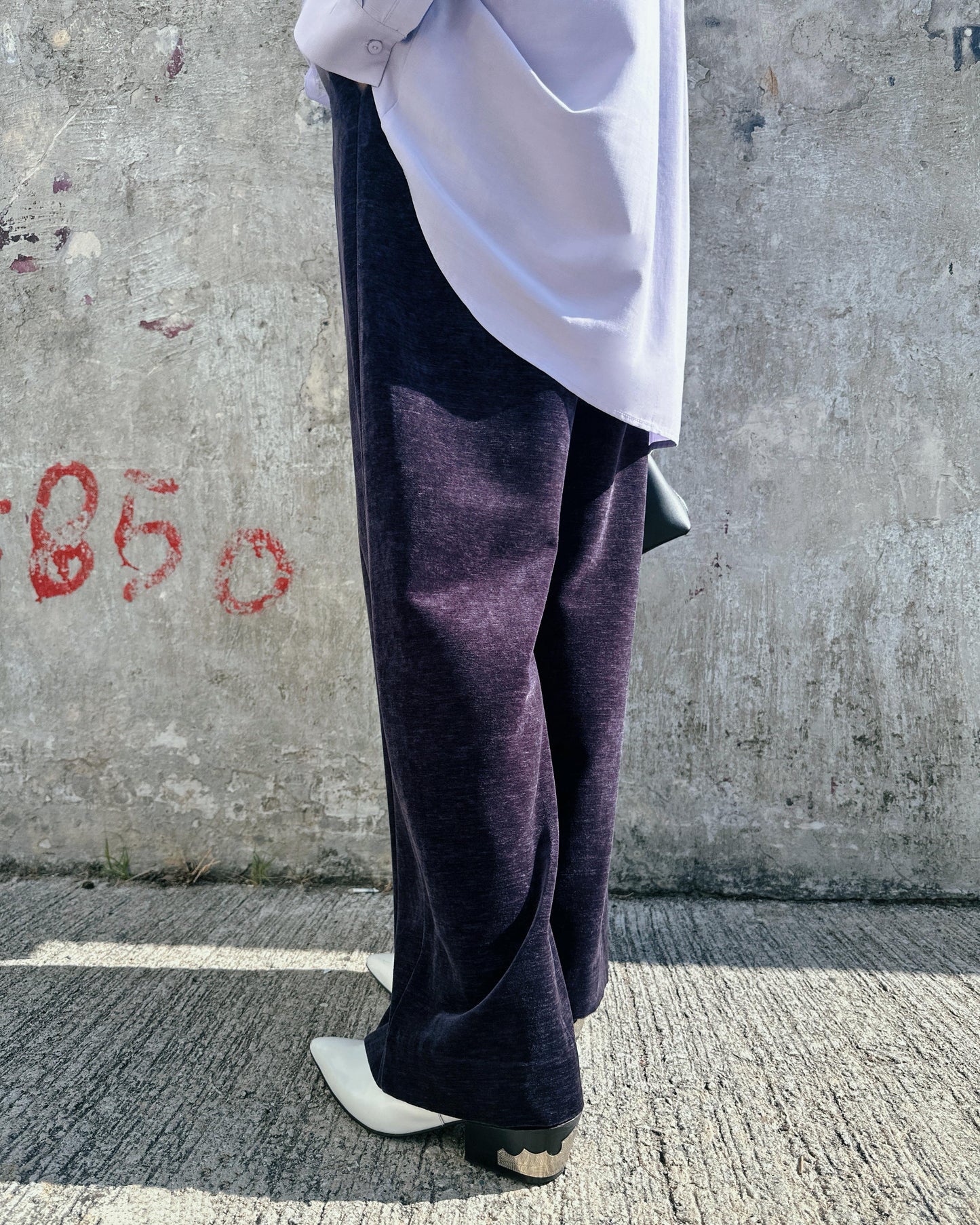 aalis TEO VELVET wide legs pants (Purple Blue)