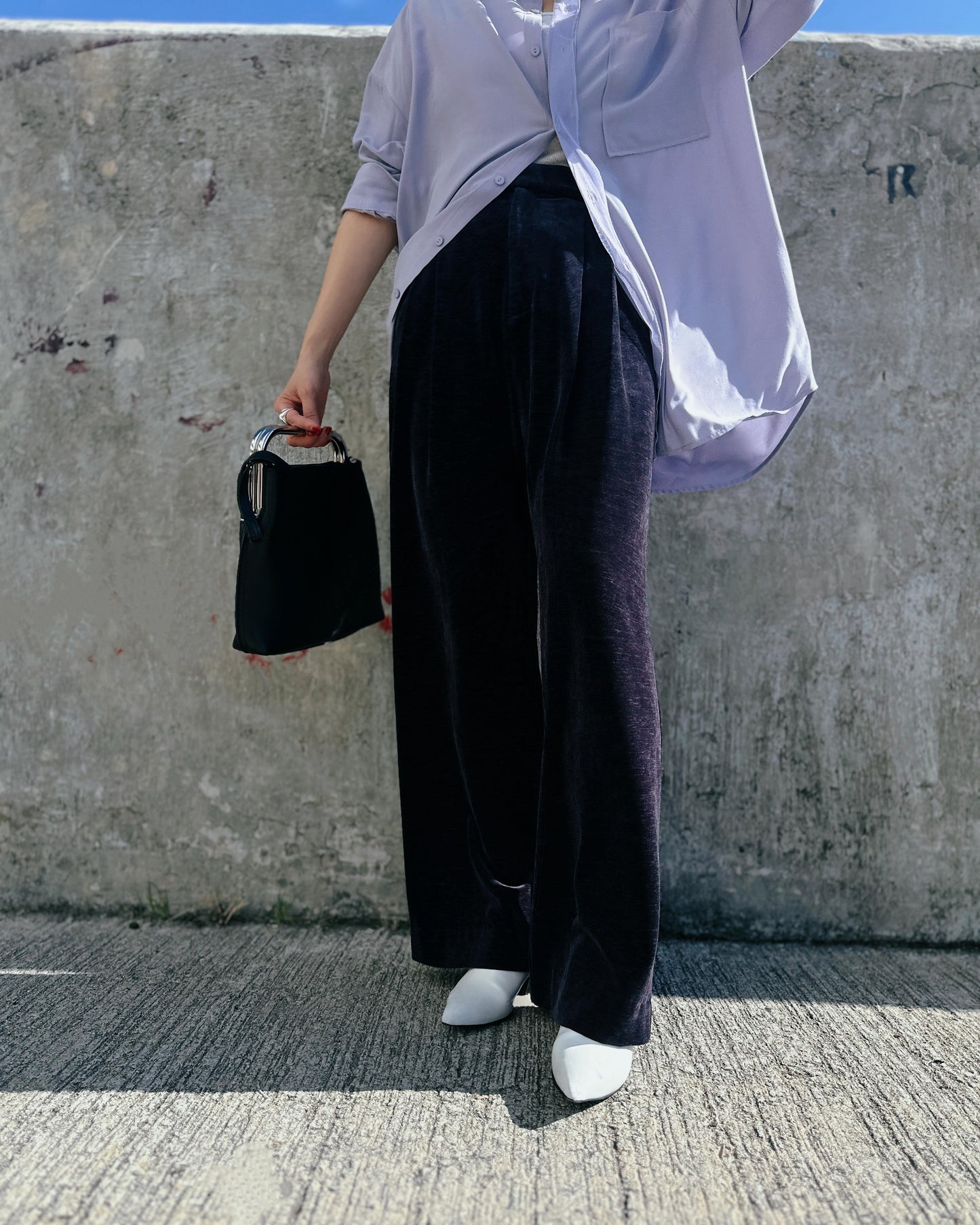 aalis TEO VELVET wide legs pants (Purple Blue)