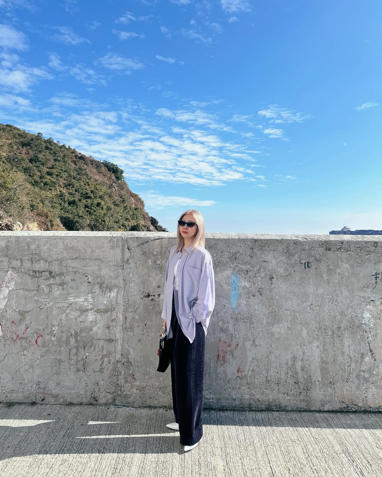 aalis TEO VELVET wide legs pants (Purple Blue)