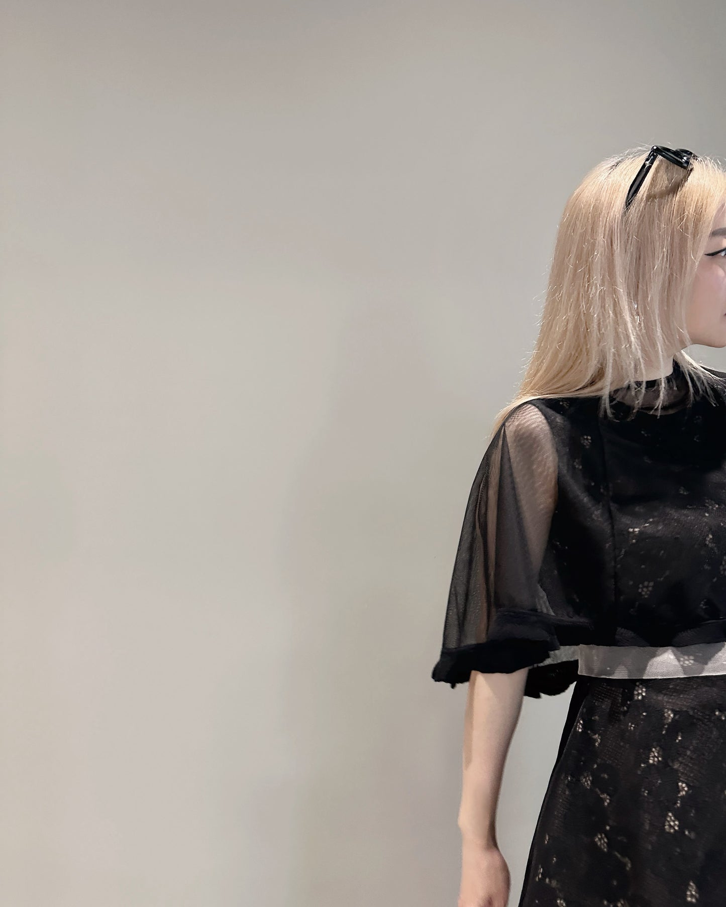aalis NOVIE lace with mesh layer top (Black)