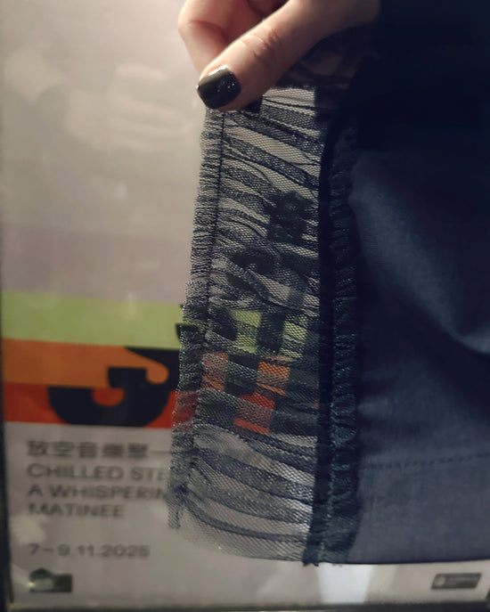 aalis GRAVIA mesh ruching hem cardigan (Navy)