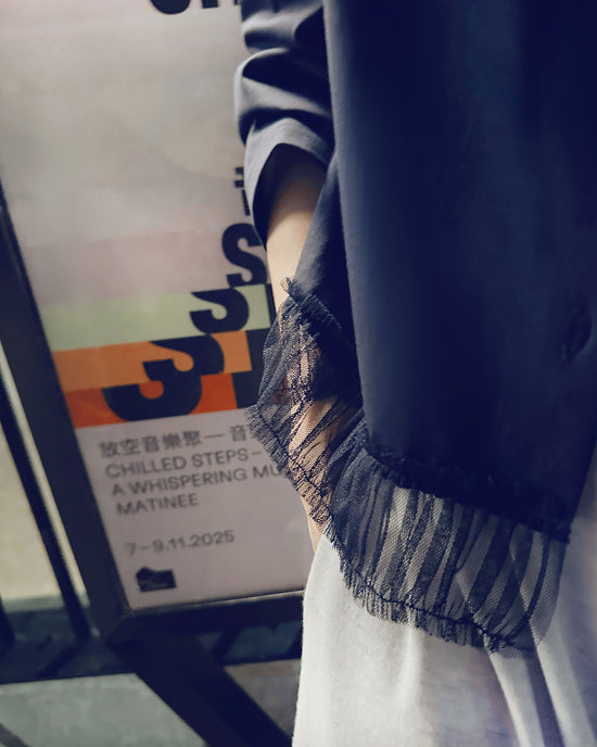 aalis GRAVIA mesh ruching hem cardigan (Navy)