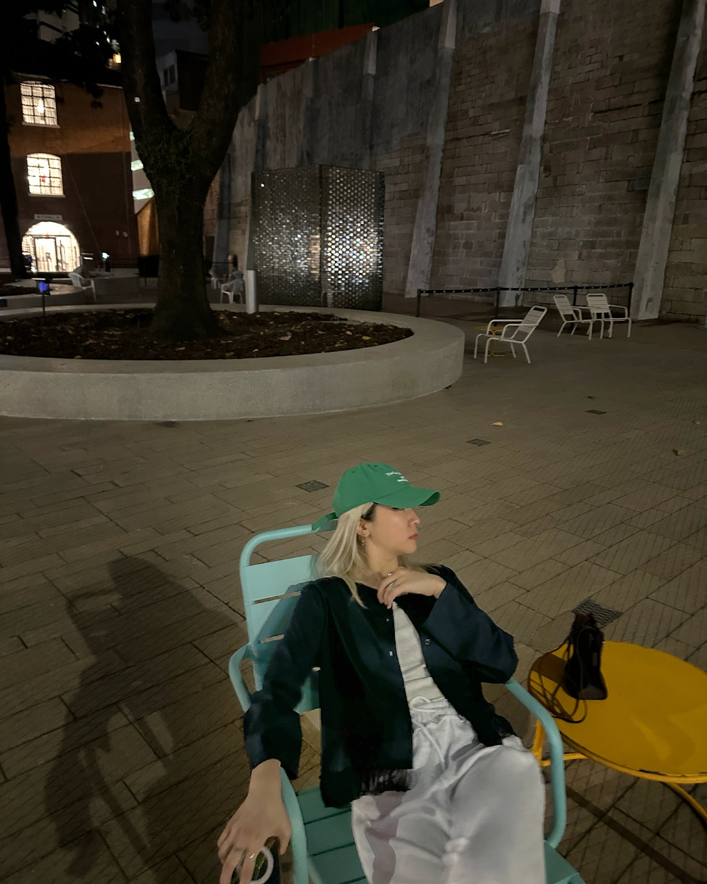 aalis GRAVIA mesh ruching hem cardigan (Navy)