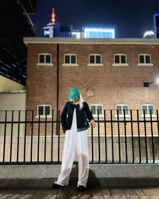 aalis GRAVIA mesh ruching hem cardigan (Navy)