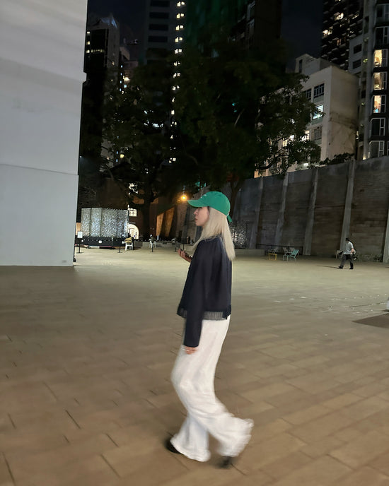 aalis GRAVIA mesh ruching hem cardigan (Navy)