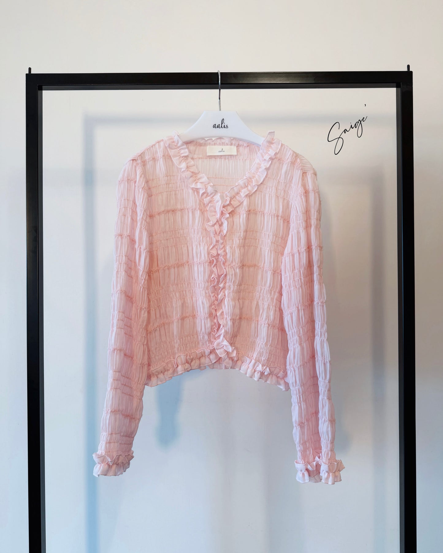 aalis SAIGE chiffon ruching cardigan (Pink)