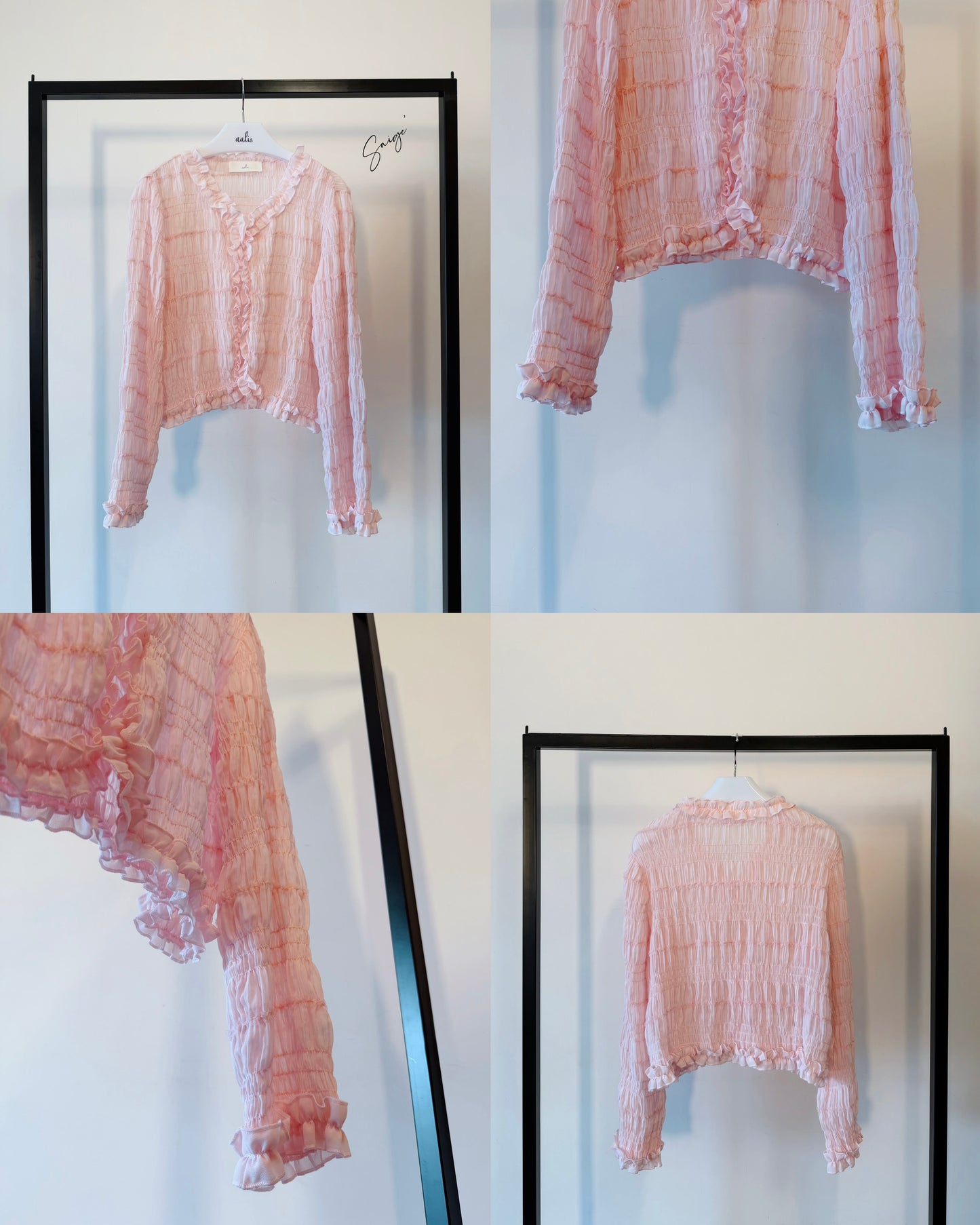 aalis SAIGE chiffon ruching cardigan (Pink)