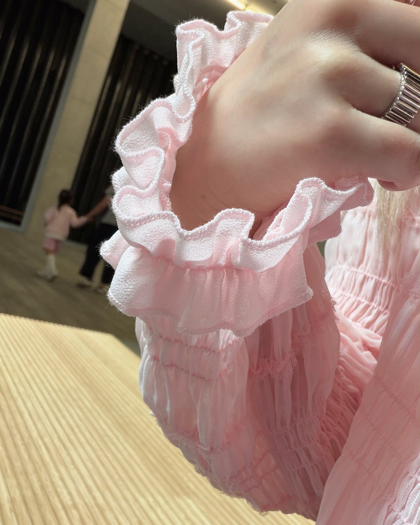 aalis SAIGE chiffon ruching cardigan (Pink)