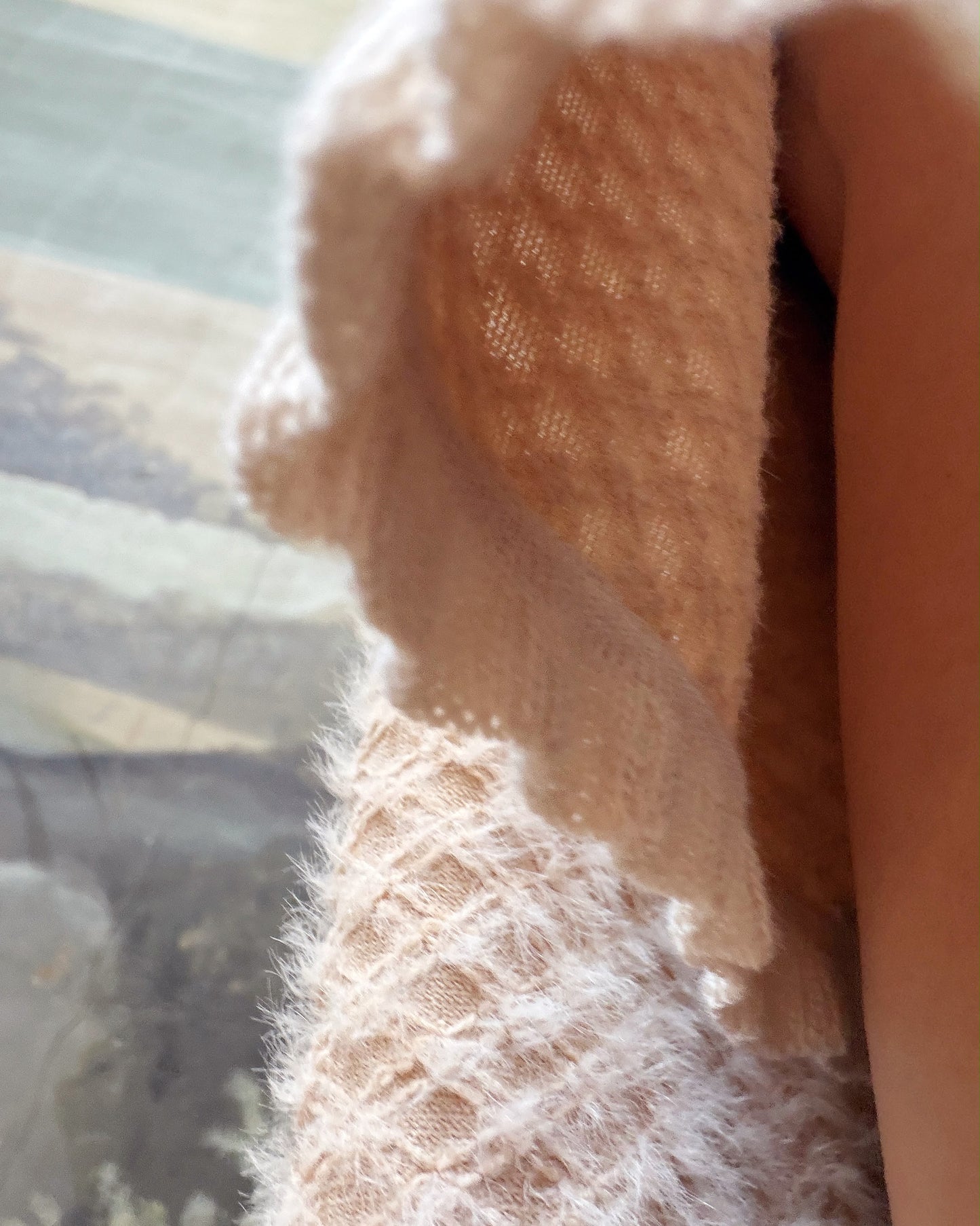 aalis RICA tiny ruffle trim cardigan (Nude)