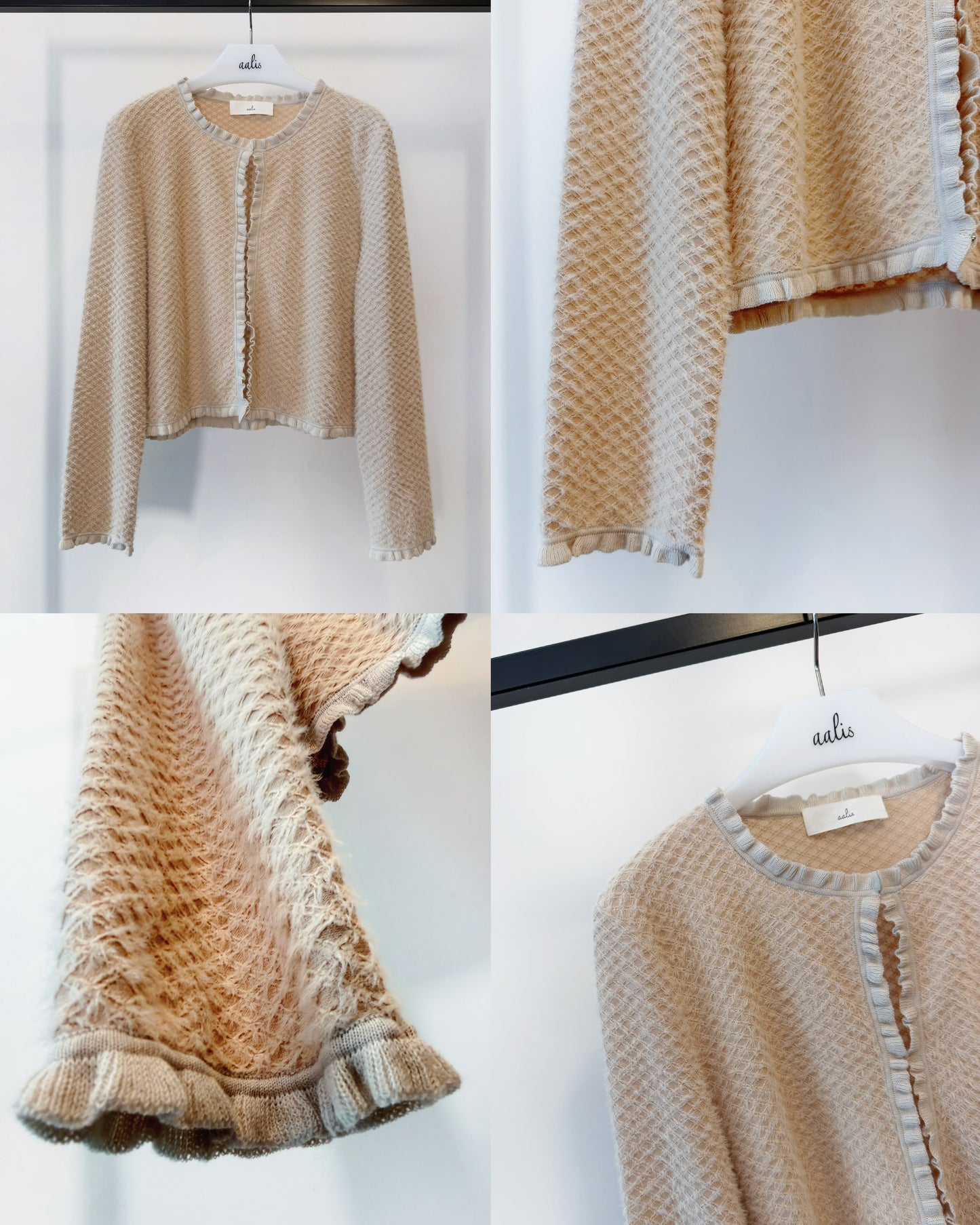 aalis RICA tiny ruffle trim cardigan (Nude)