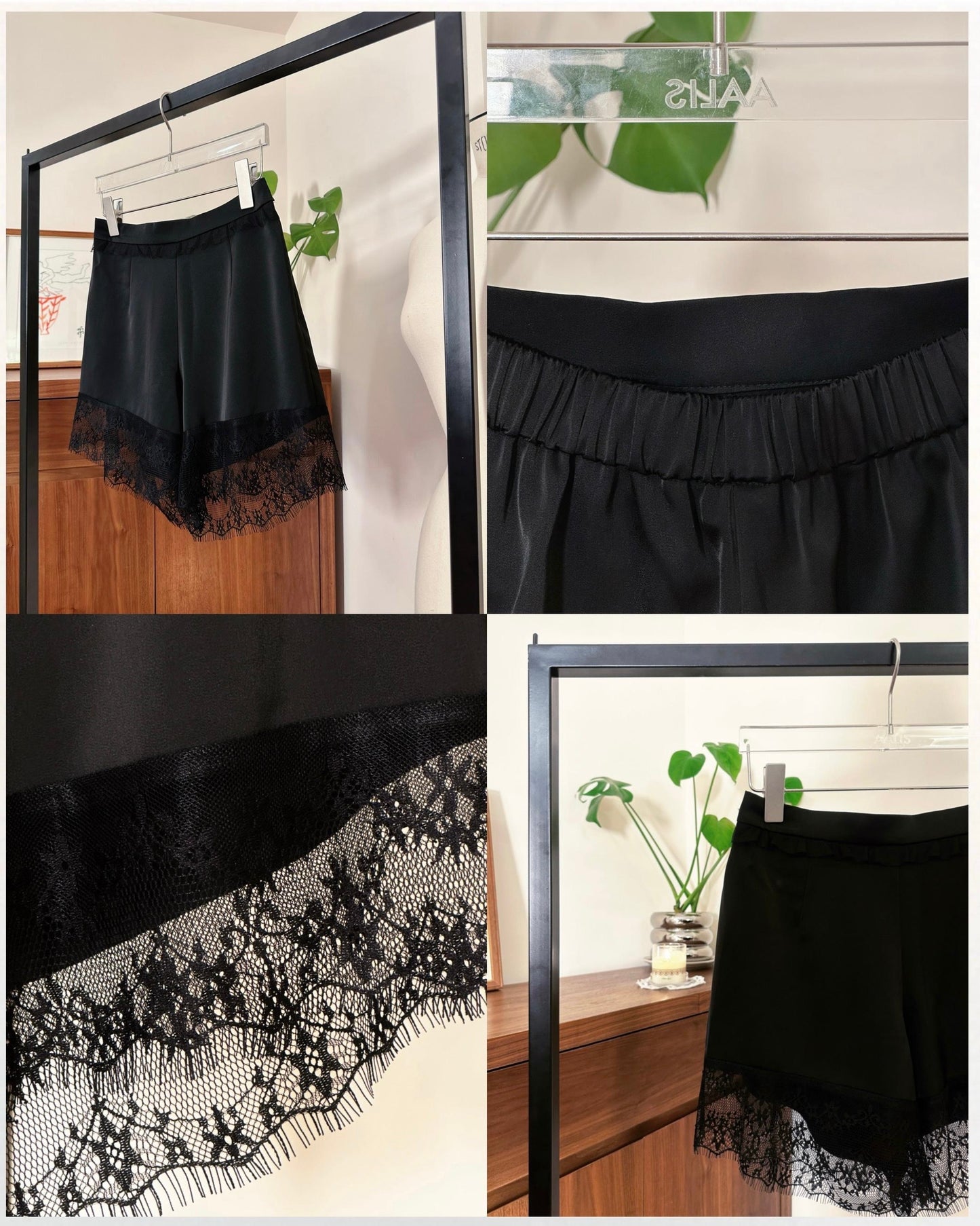 aalis SOVI SS26 lace trim lining shorts (Black)
