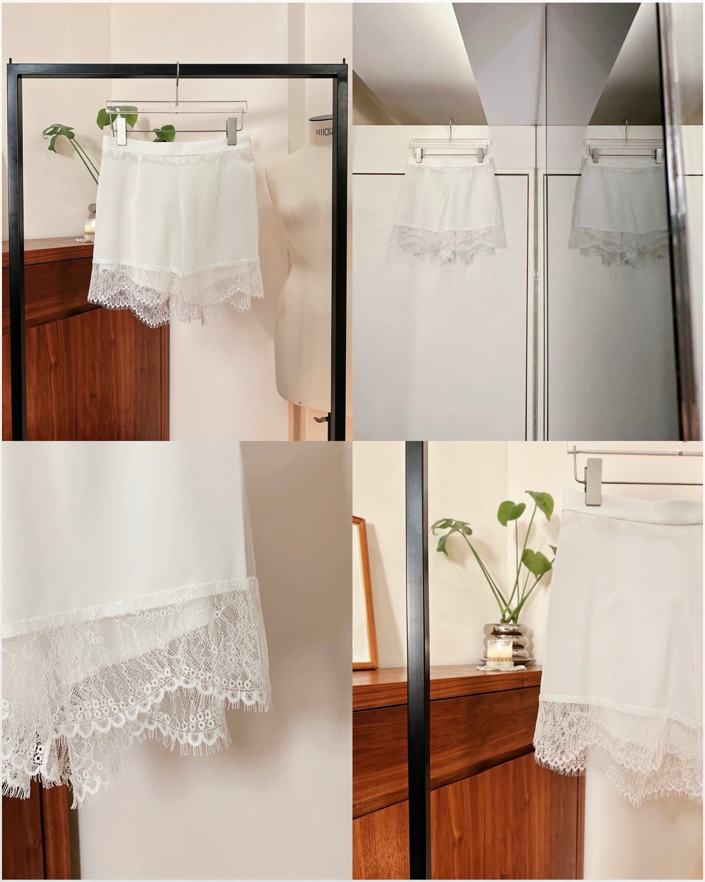 aalis SOVI SS26 lace trim lining shorts (White)