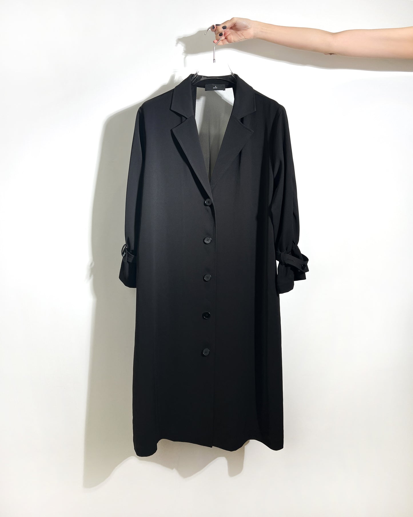 aalis ESENA mesh open back trench coat (Black)