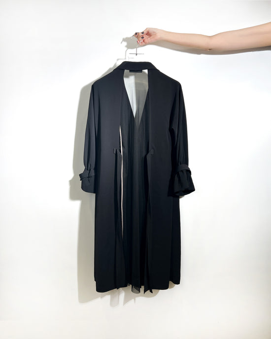 aalis ESENA mesh open back trench coat (Black)