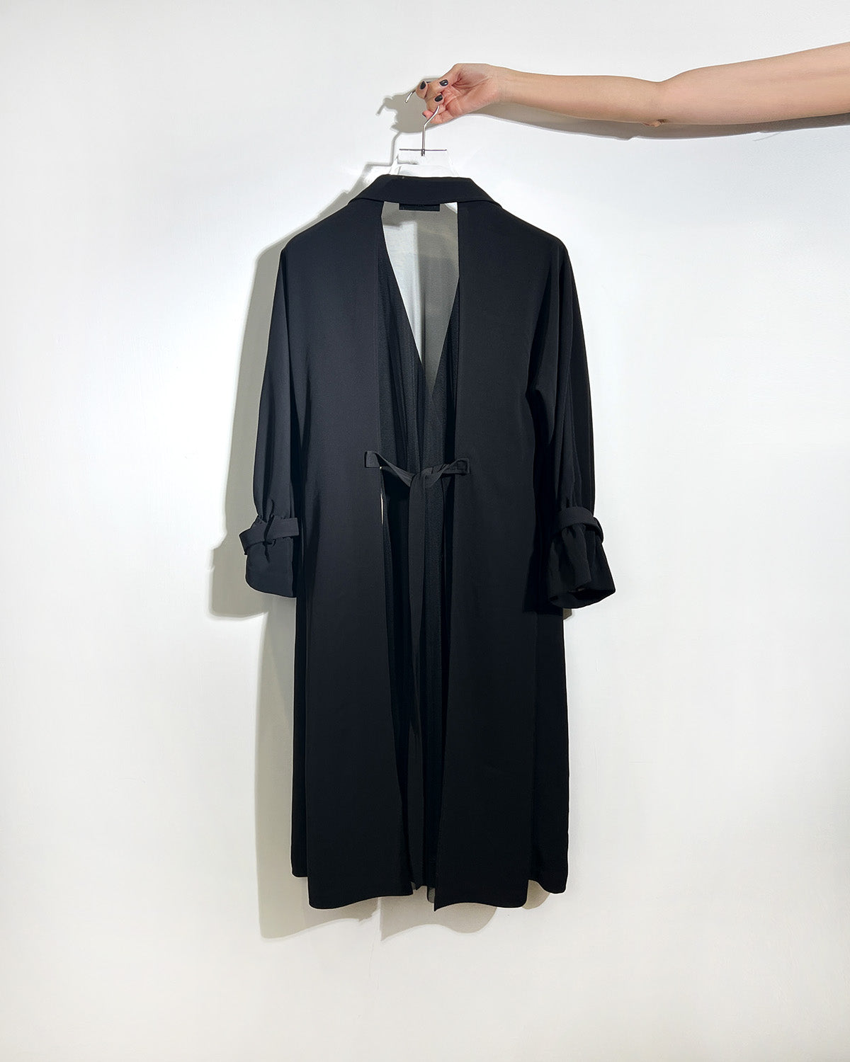 aalis ESENA mesh open back trench coat (Black)