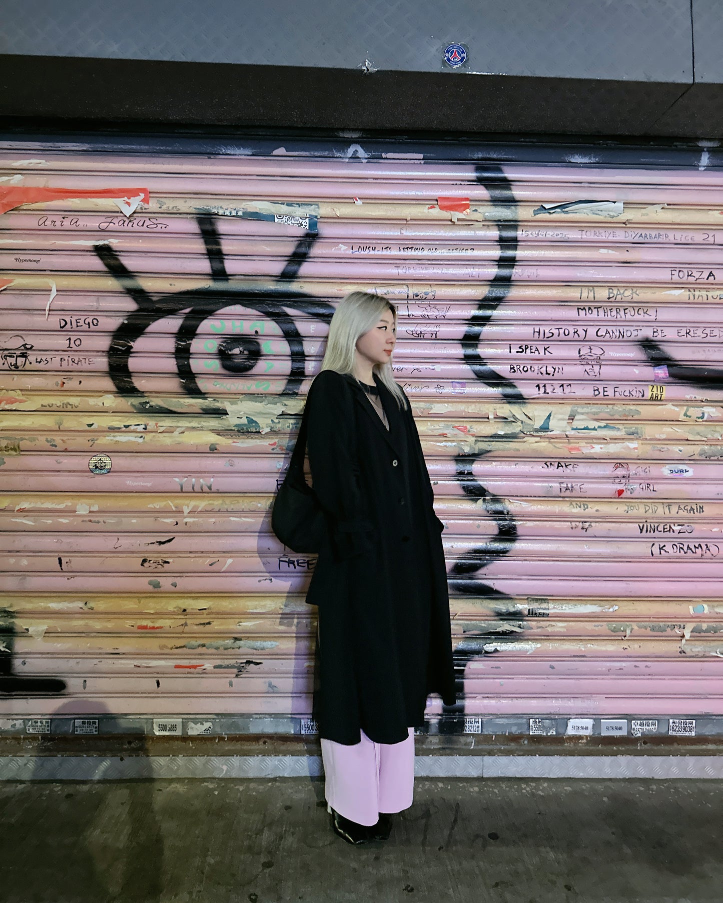 aalis ESENA mesh open back trench coat (Black)