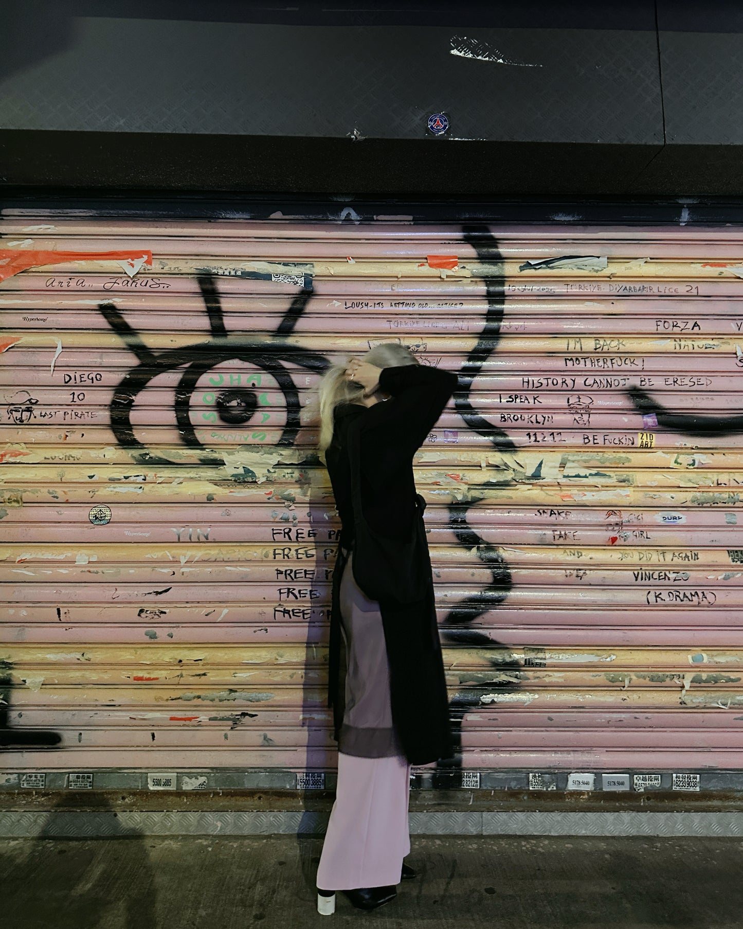 aalis ESENA mesh open back trench coat (Black)