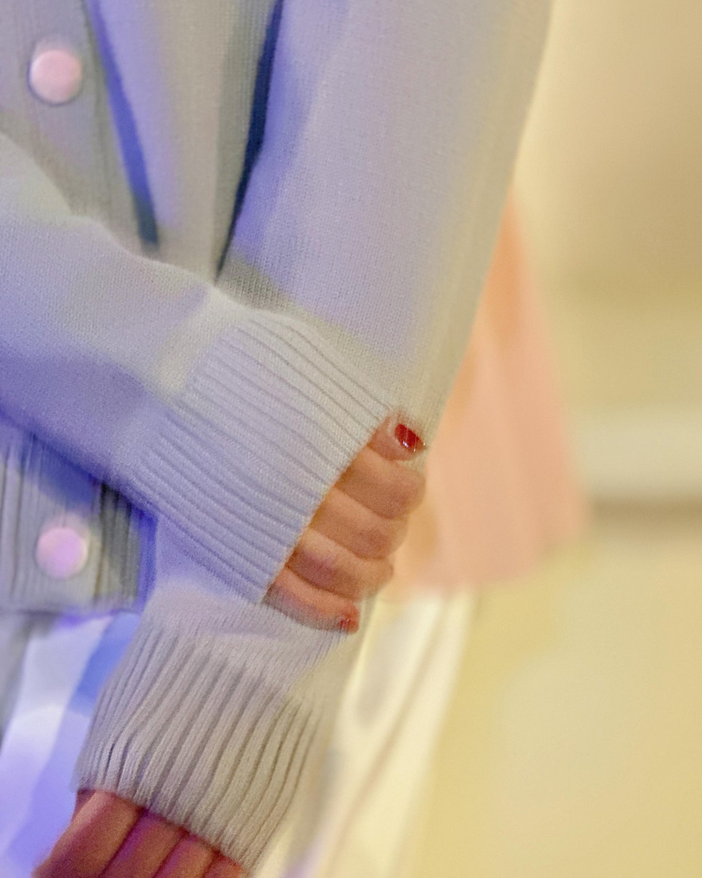 aalis CHARLEE velvet panel V neck cardigan (Heather Grey)