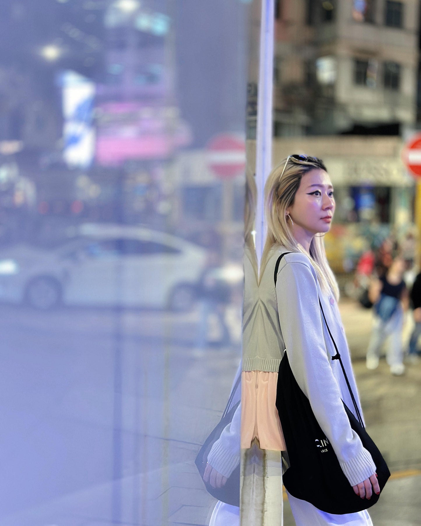 aalis CHARLEE velvet panel V neck cardigan (Heather Grey)