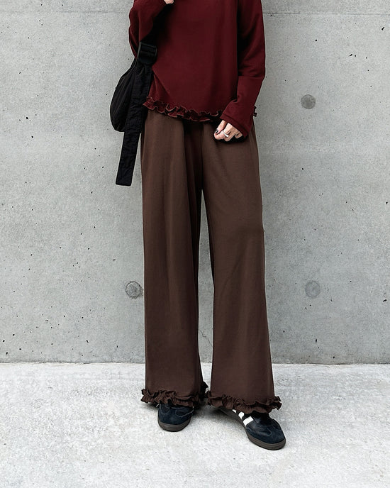 aalis LILIA ruffle hem track pants  (Brown)