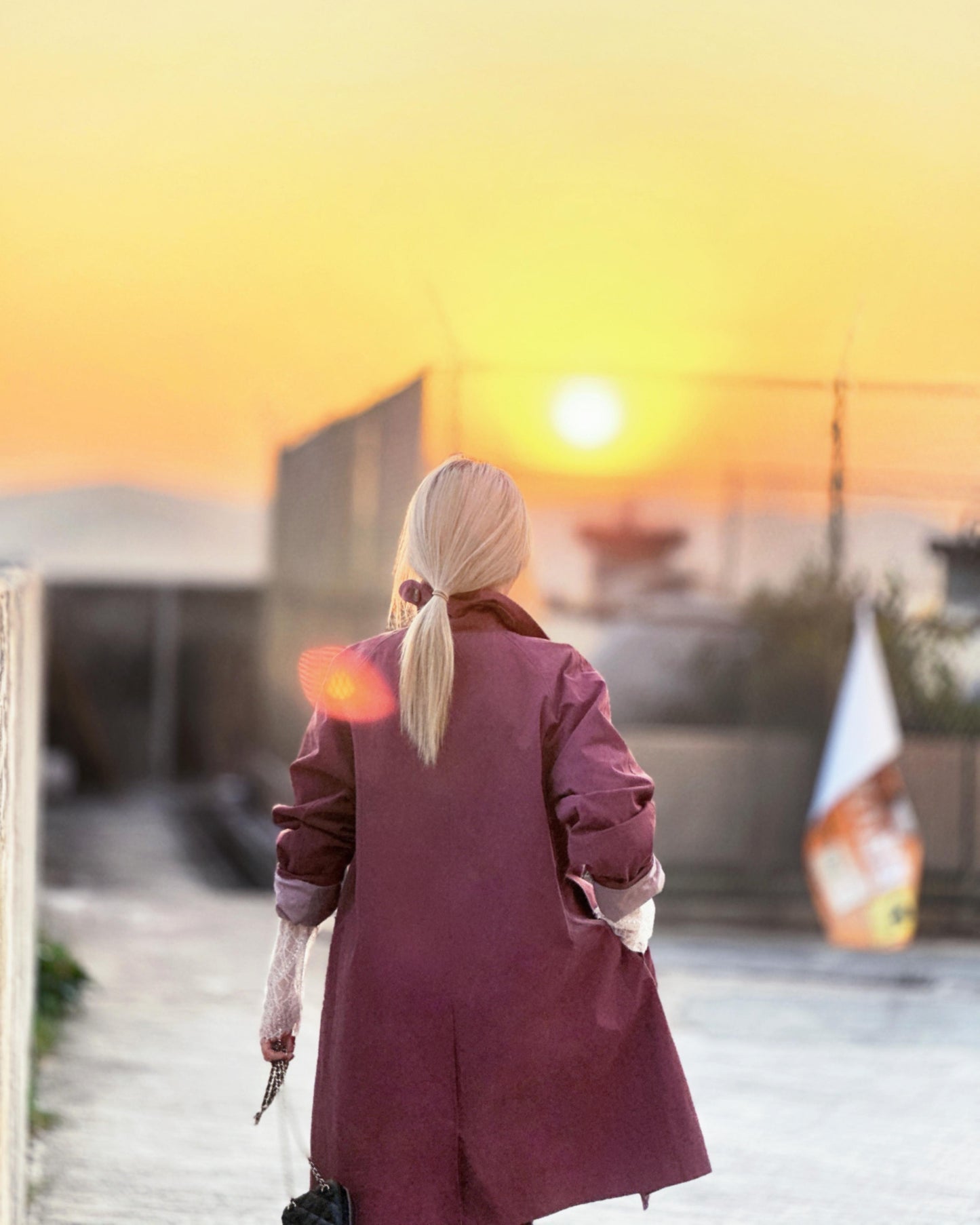 aalis MAIZE raglan sleeves mid length trench coat (Mauve)