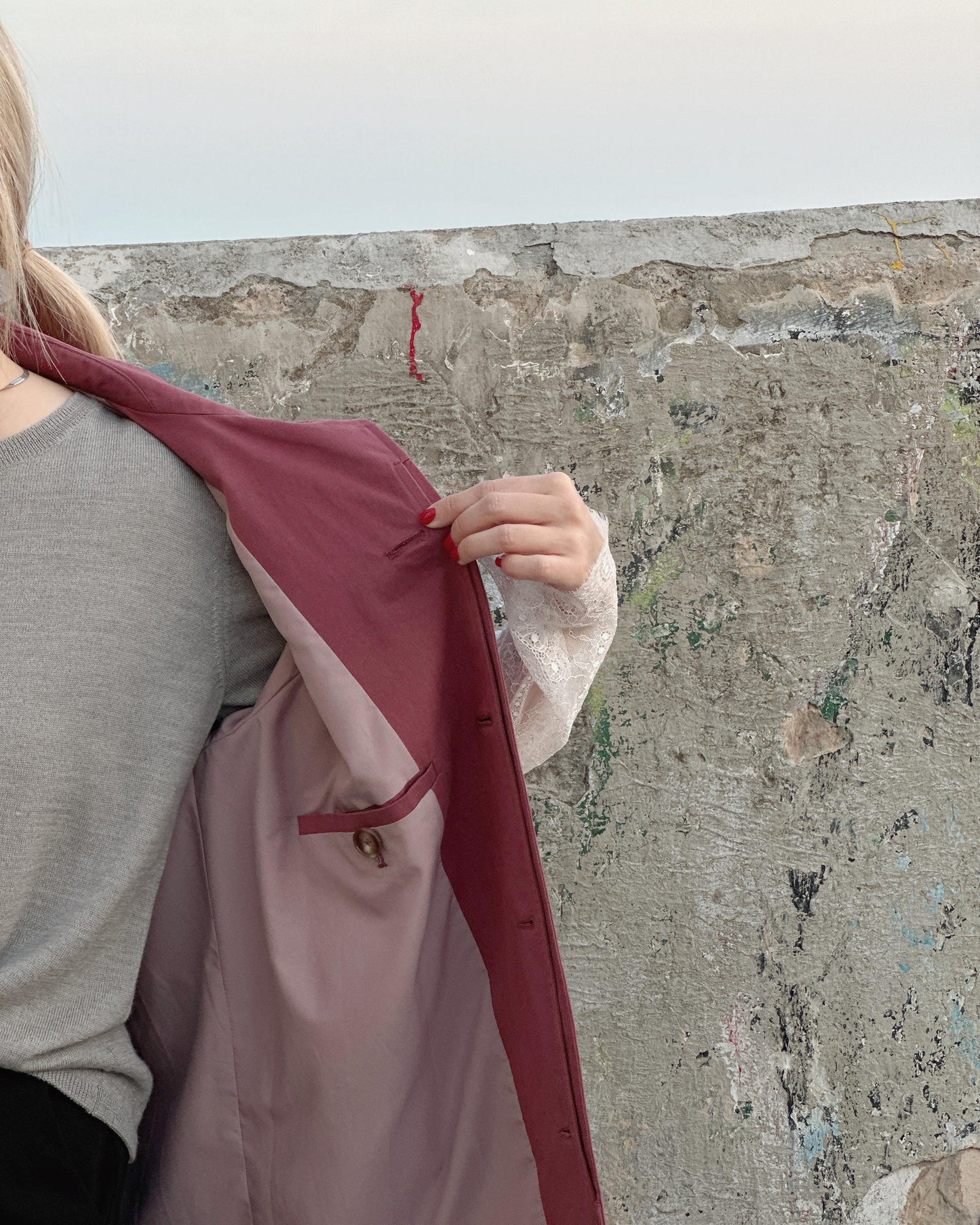 aalis MAIZE raglan sleeves mid length trench coat (Mauve)