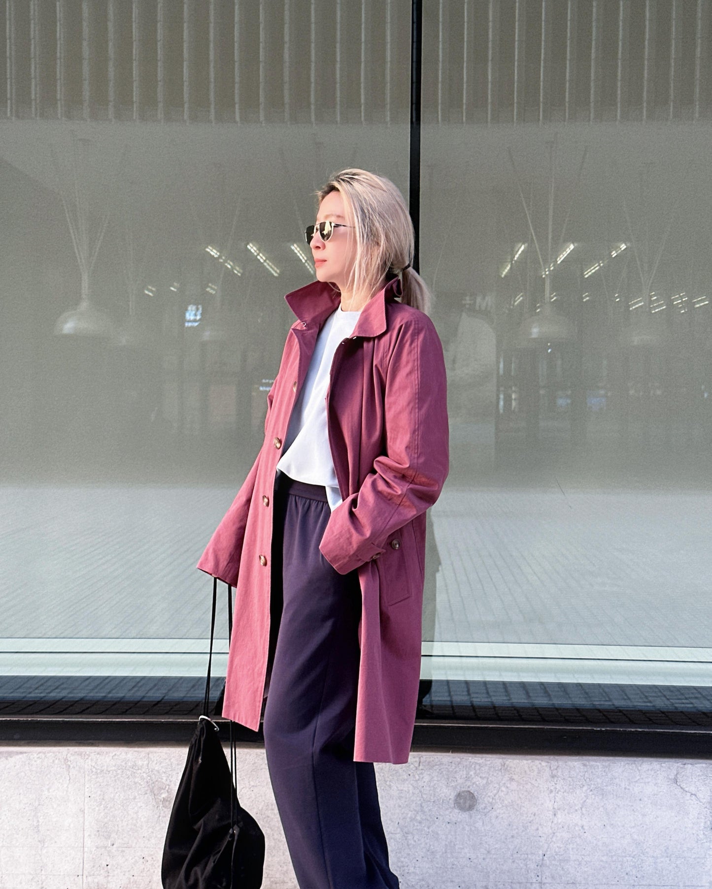 aalis MAIZE raglan sleeves mid length trench coat (Mauve)