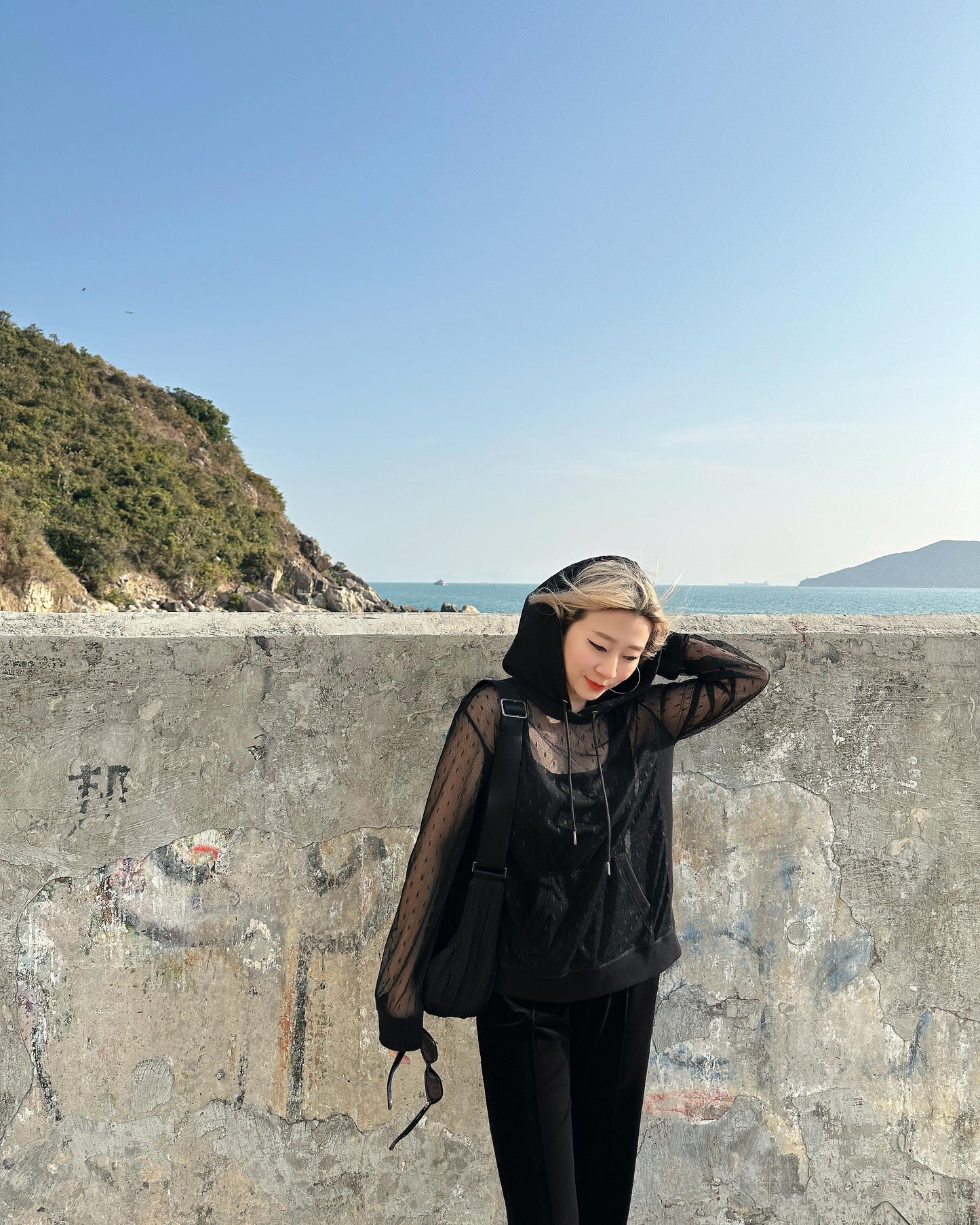 aalis YOSHE mesh hoodie (Black)