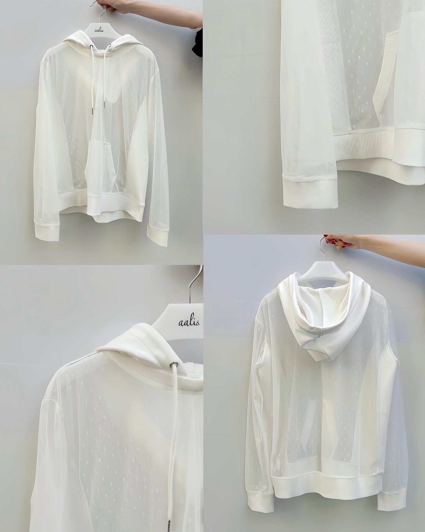 aalis YOSHE mesh hoodie (White)