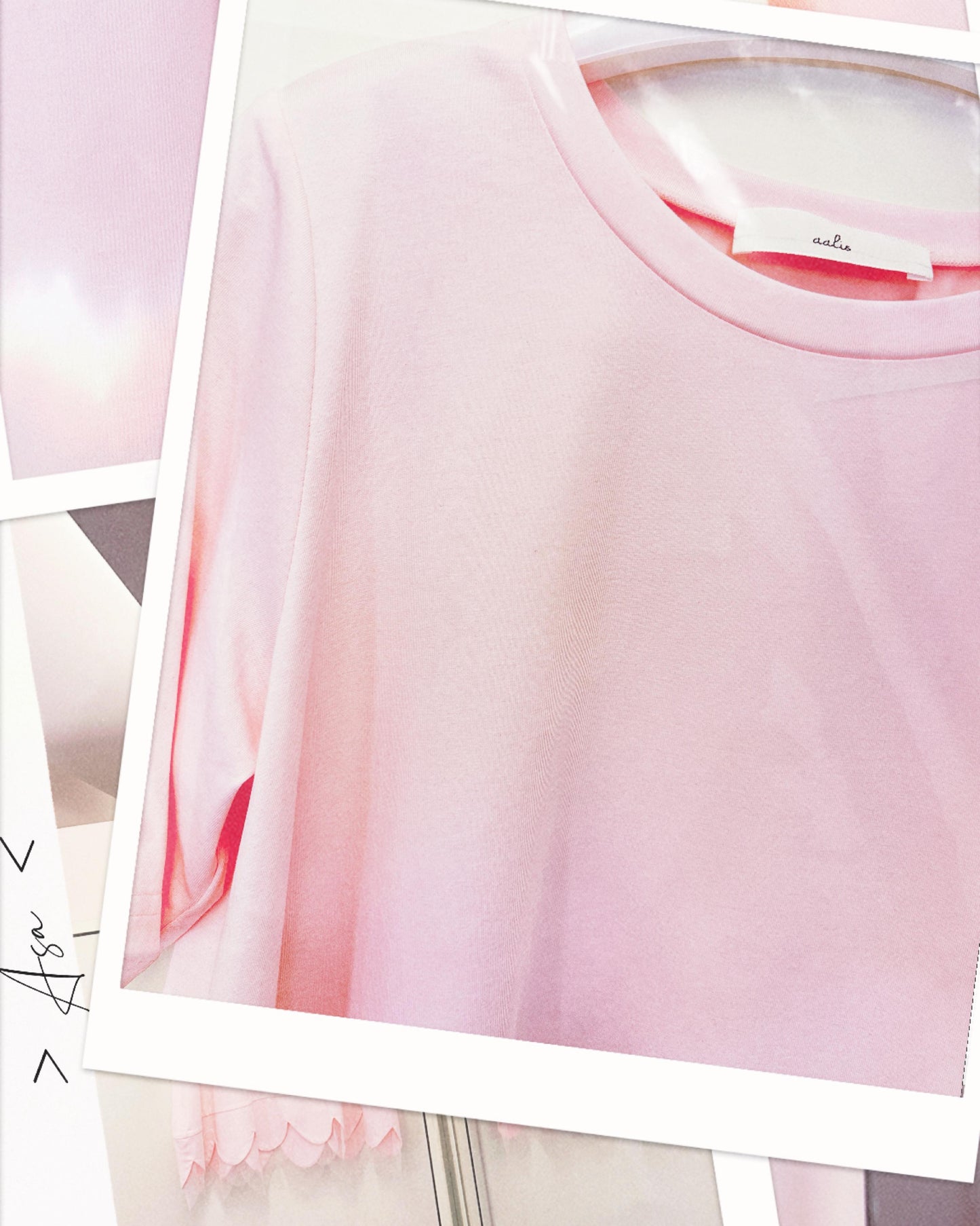 aalis ASA SS26 scallop hem mesh detail top (Pink)