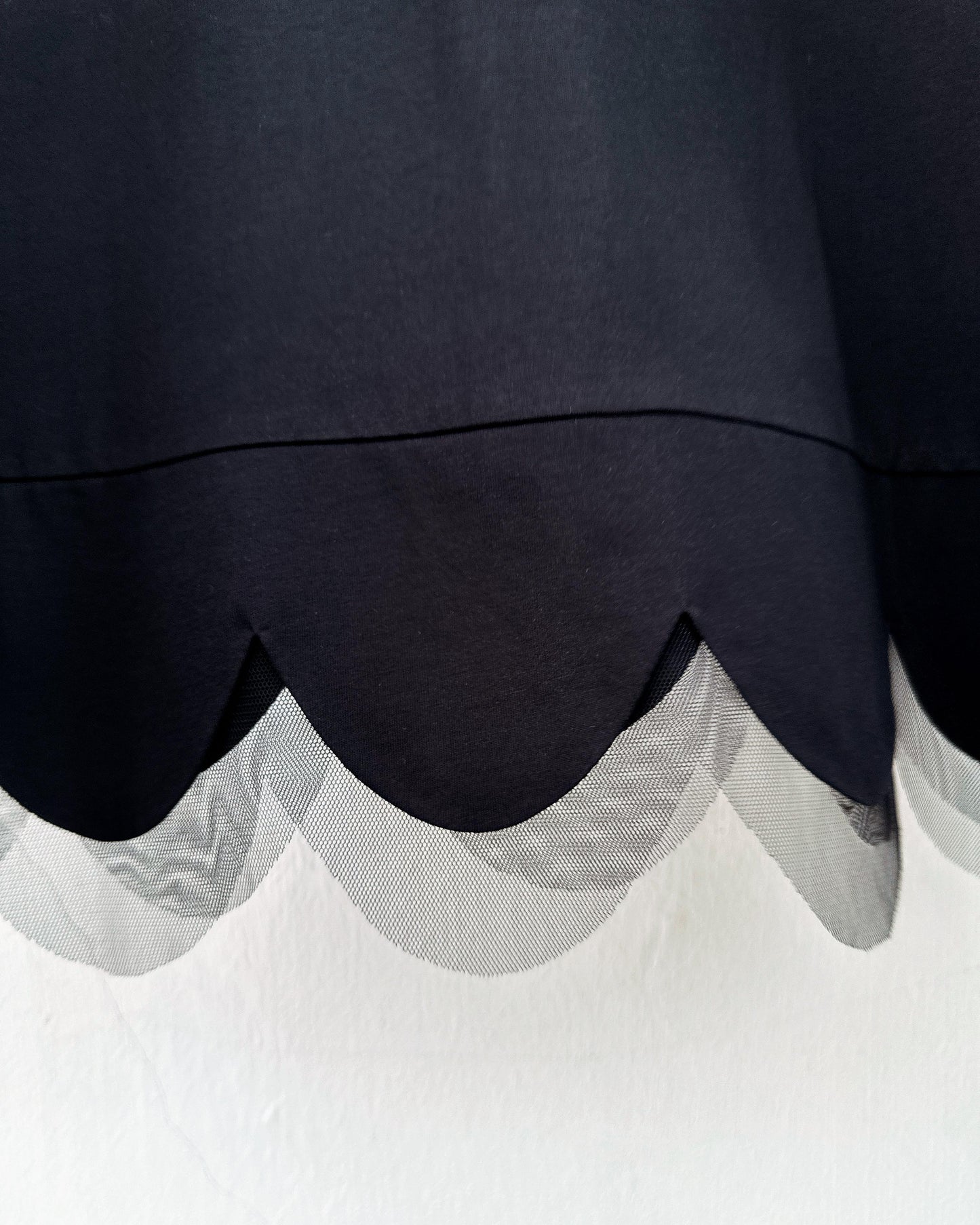 (Pre-order) aalis ASA SS26 scallop hem mesh detail top (Black)