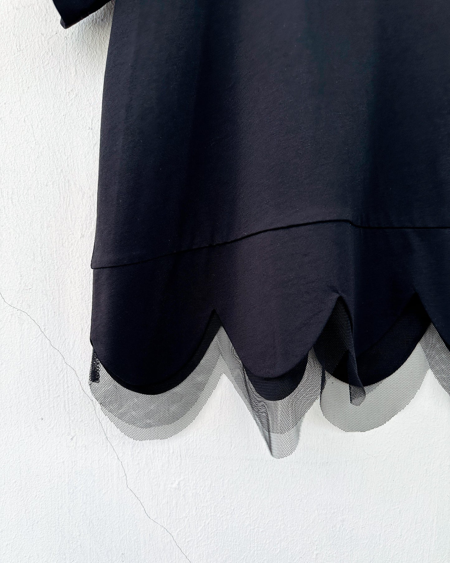 (Pre-order) aalis ASA SS26 scallop hem mesh detail top (Black)