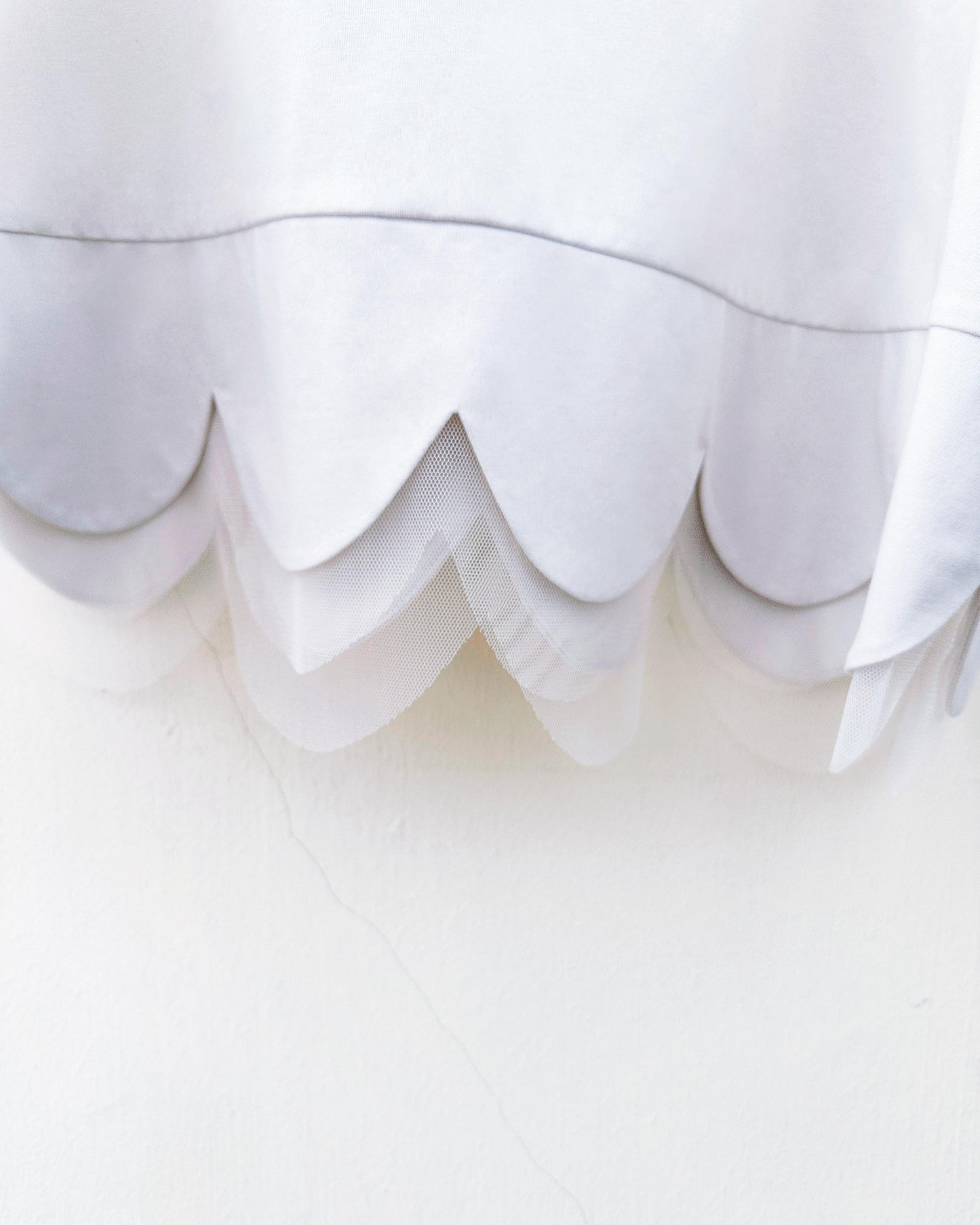 aalis ASA SS26 scallop hem mesh detail top (Ecru)