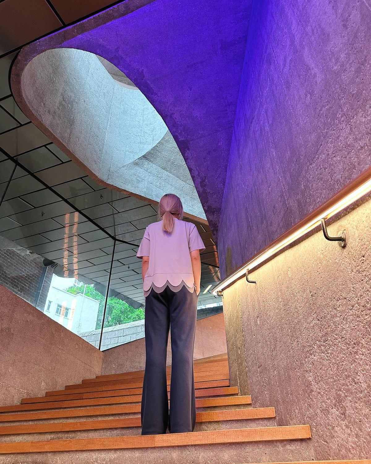 aalis ASA SS26 scallop hem mesh detail top (Dusty Lilac)