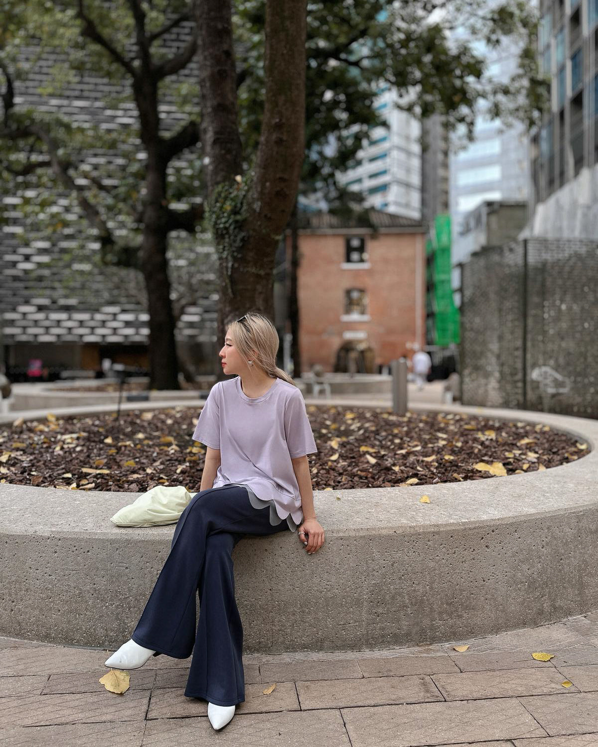 aalis ASA SS26 scallop hem mesh detail top (Dusty Lilac)