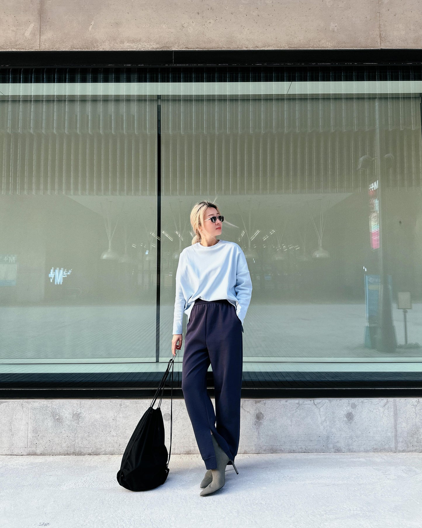 aalis NATASA ribbed sleeves sweater (Lt Blue)