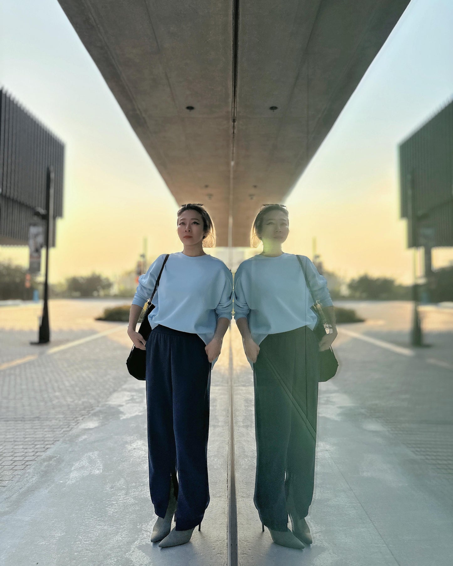 aalis NATASA ribbed sleeves sweater (Lt Blue)