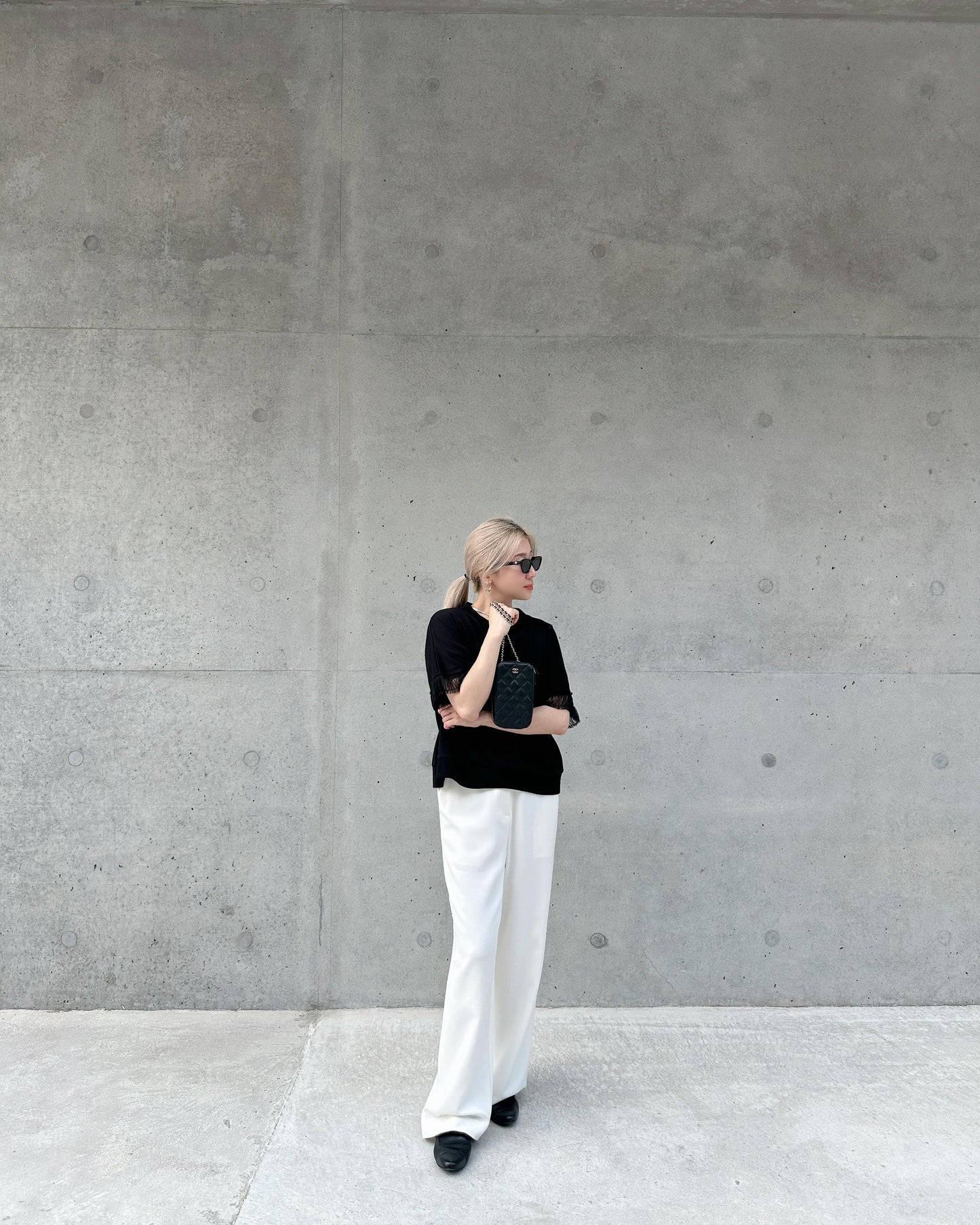 aalis ASENKA sleeves mesh ruching (Black)