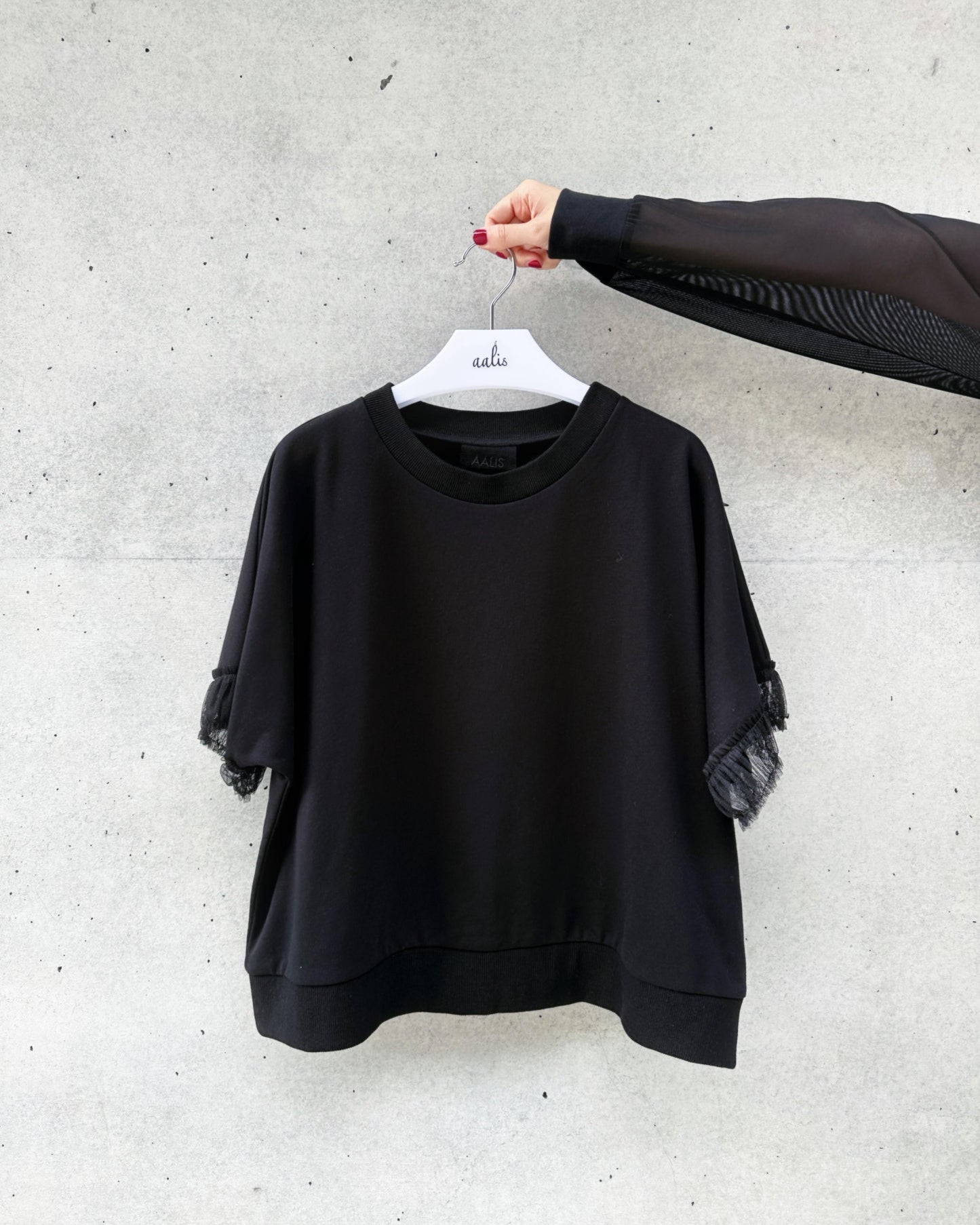 aalis ASENKA sleeves mesh ruching (Black)