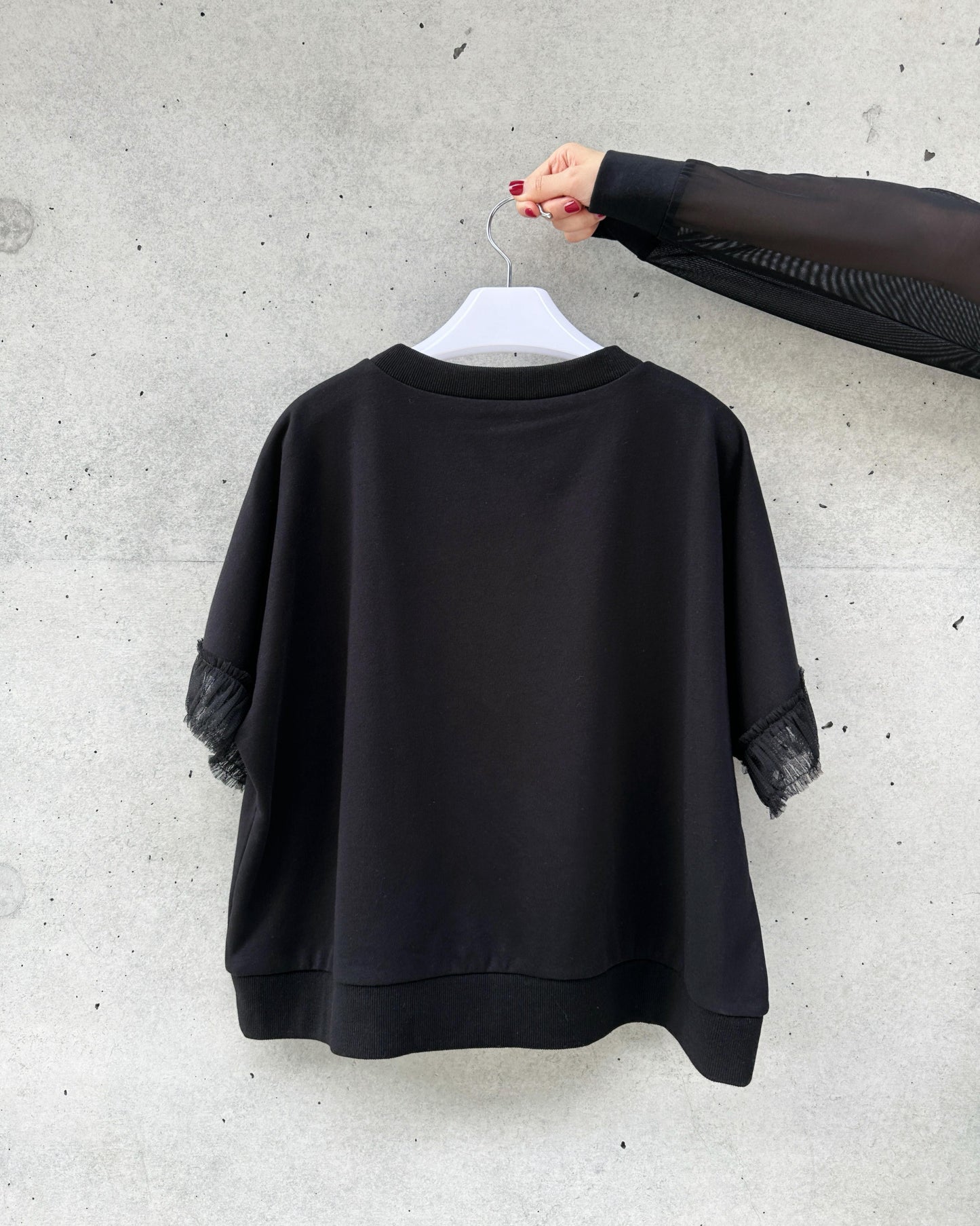 aalis ASENKA sleeves mesh ruching (Black)