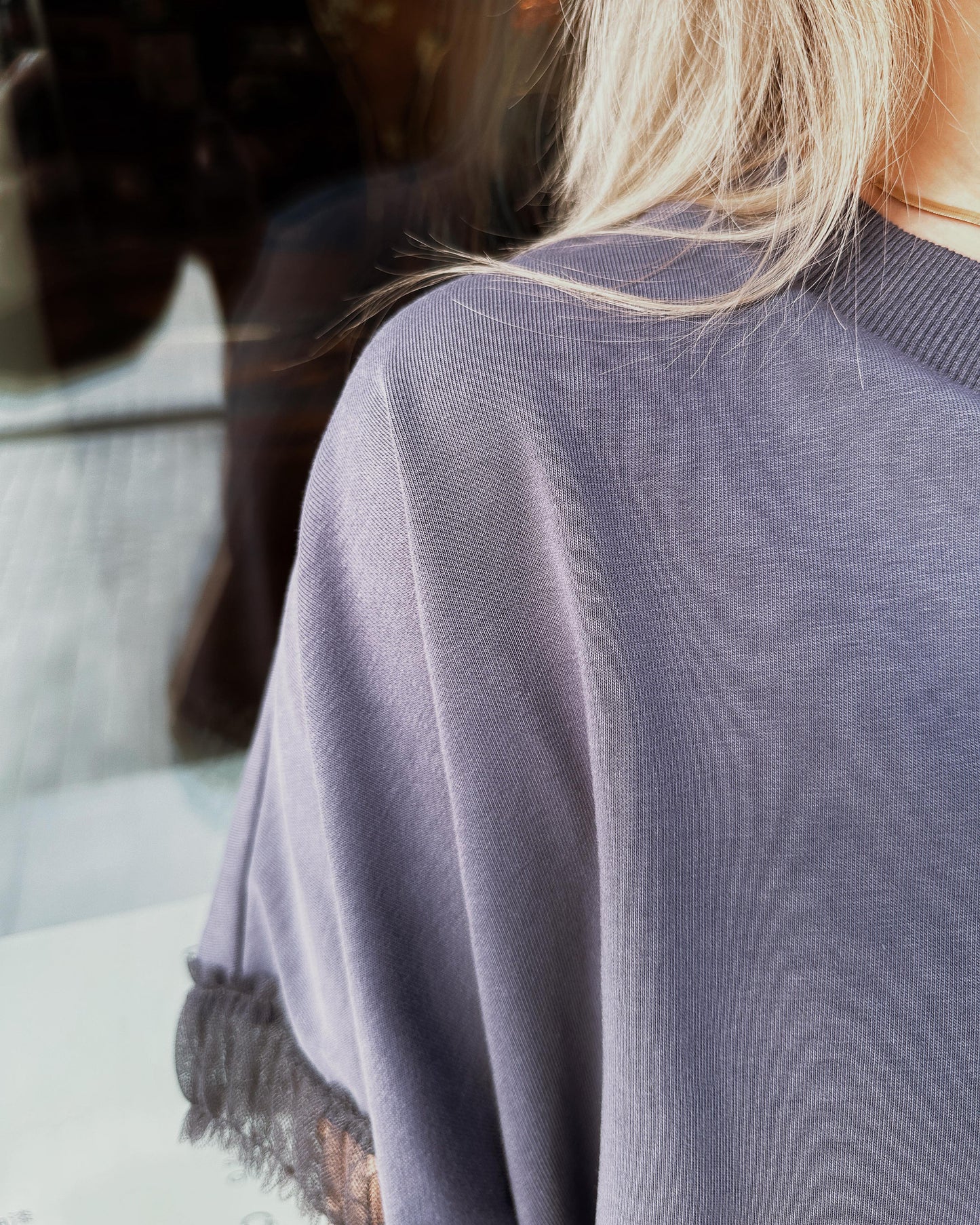 aalis ASENKA sleeves mesh ruching (Grey Blue)