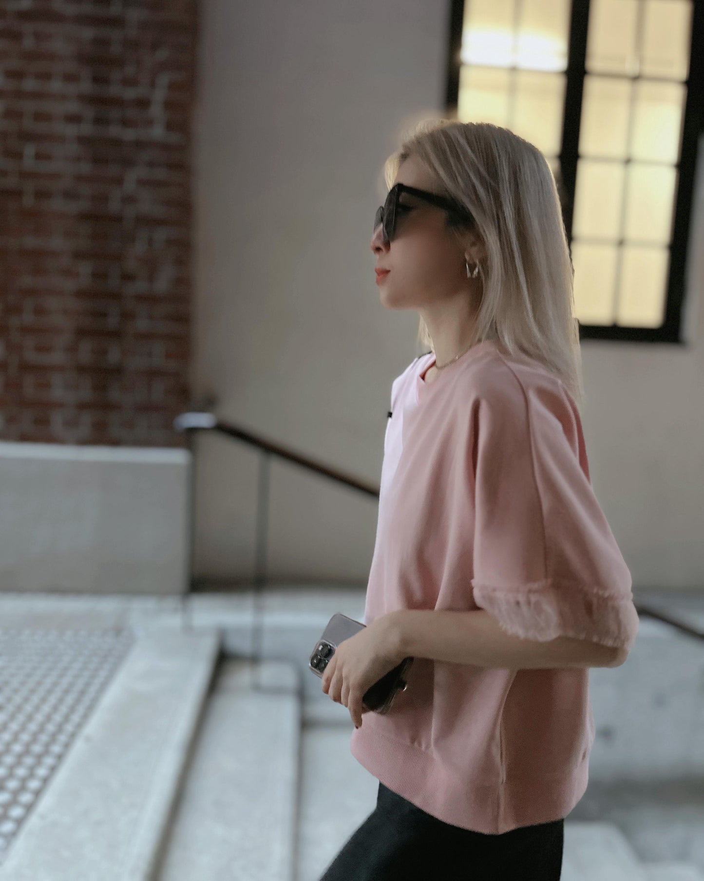 aalis ASENKA sleeves mesh ruching (Lt Pink)