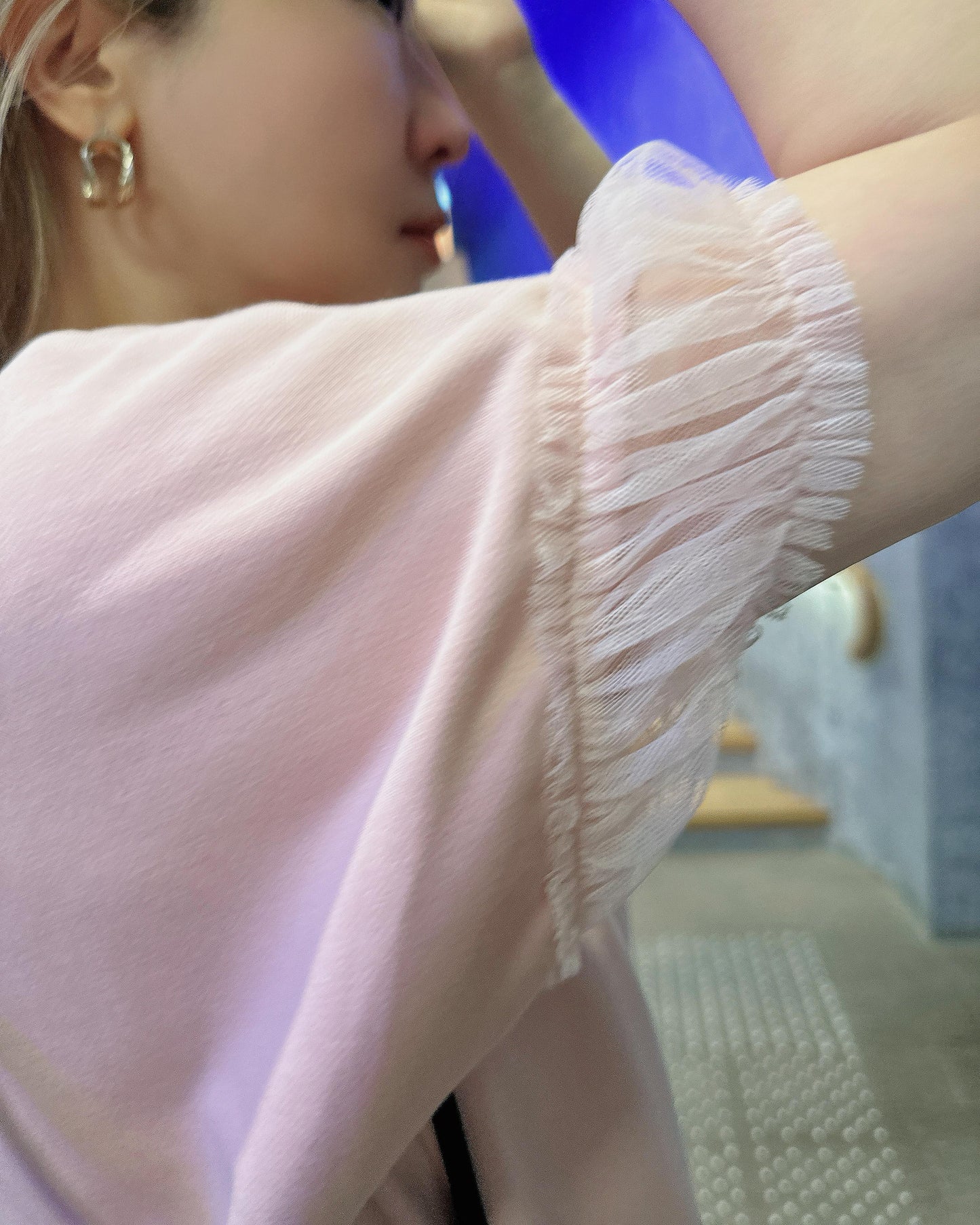 aalis ASENKA sleeves mesh ruching (Lt Pink)