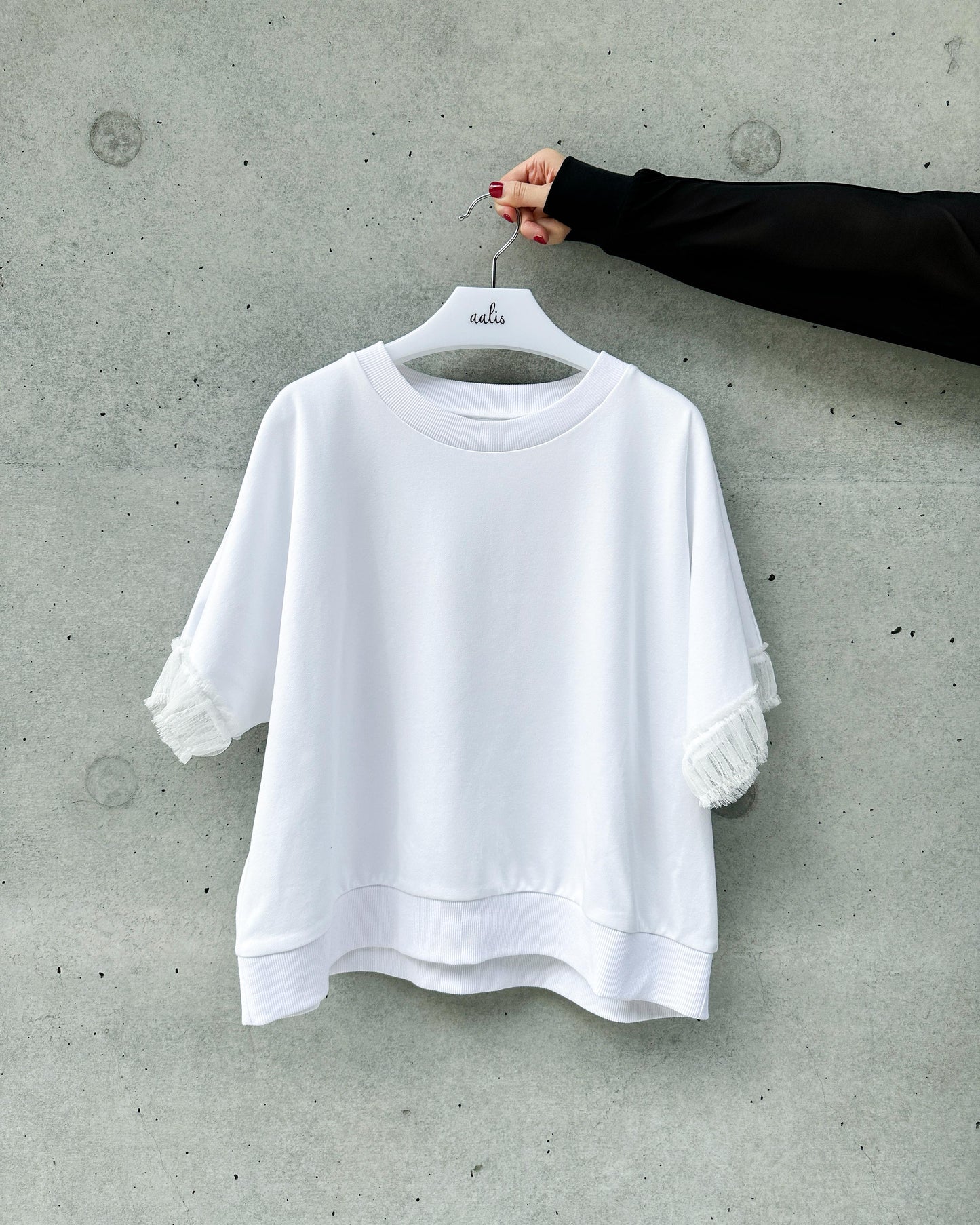 aalis ASENKA sleeves mesh ruching (White)