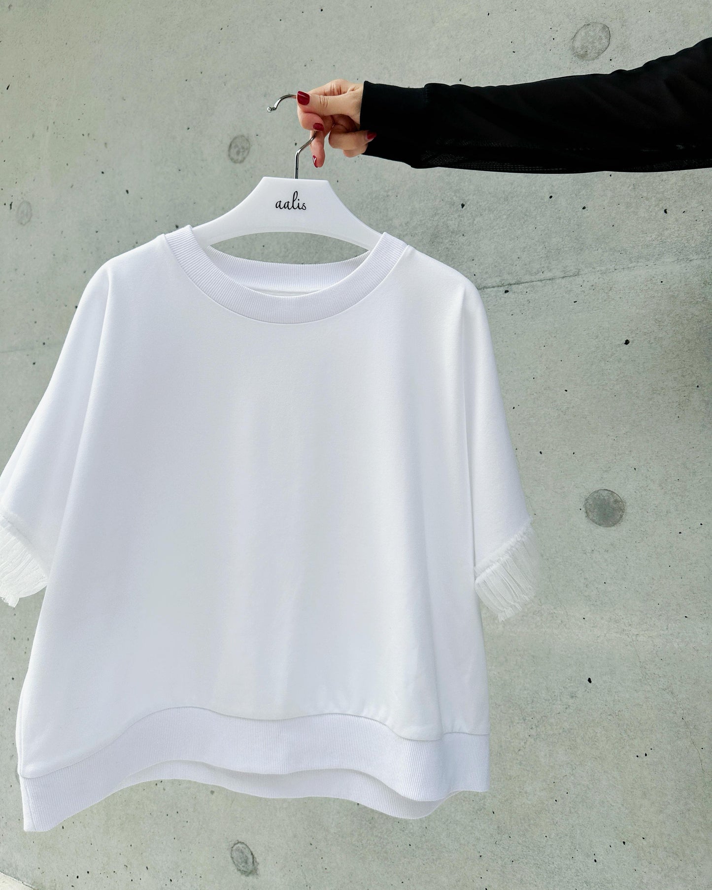 aalis ASENKA sleeves mesh ruching (White)