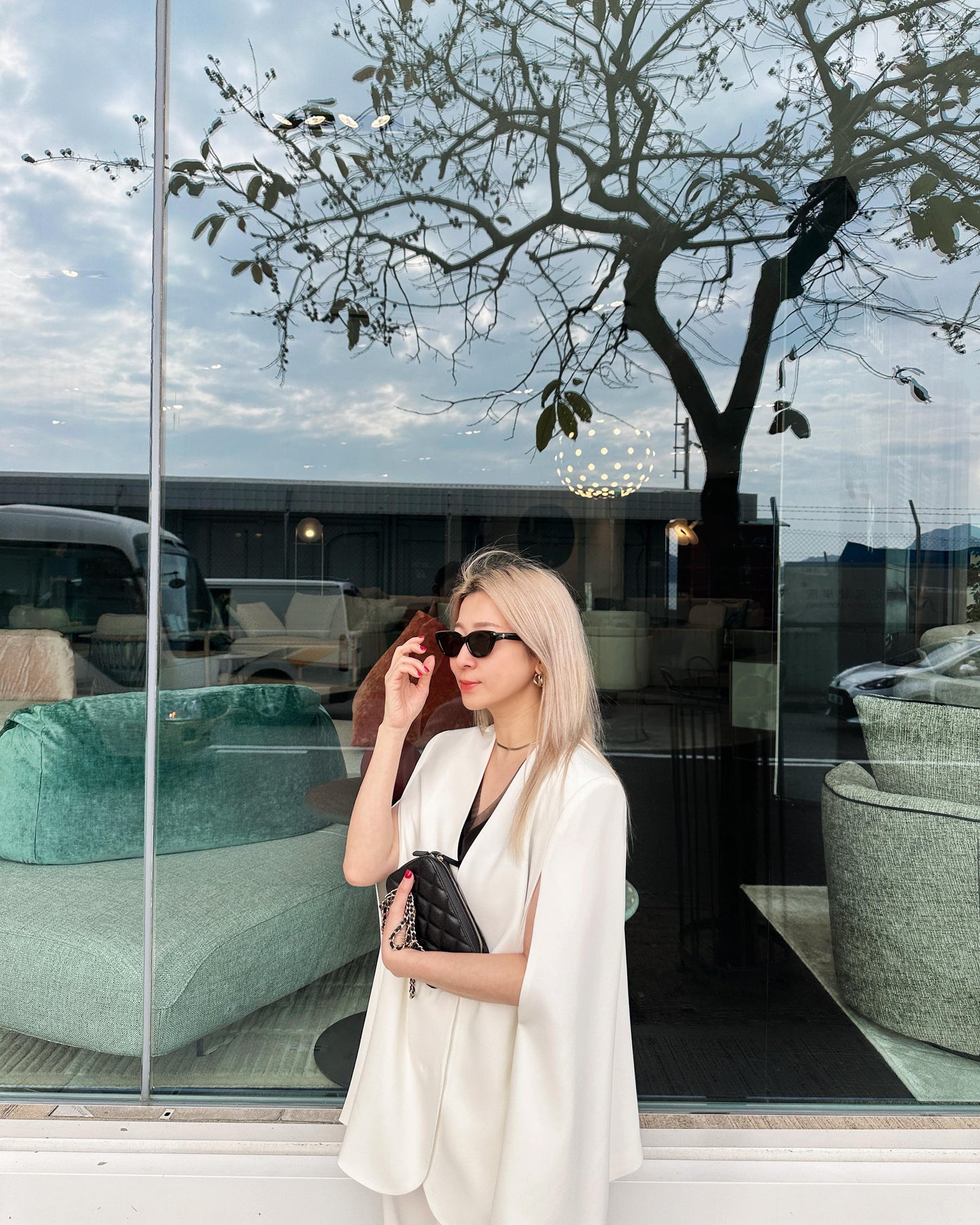 aalis CELLA cape sleeves blazer (White)